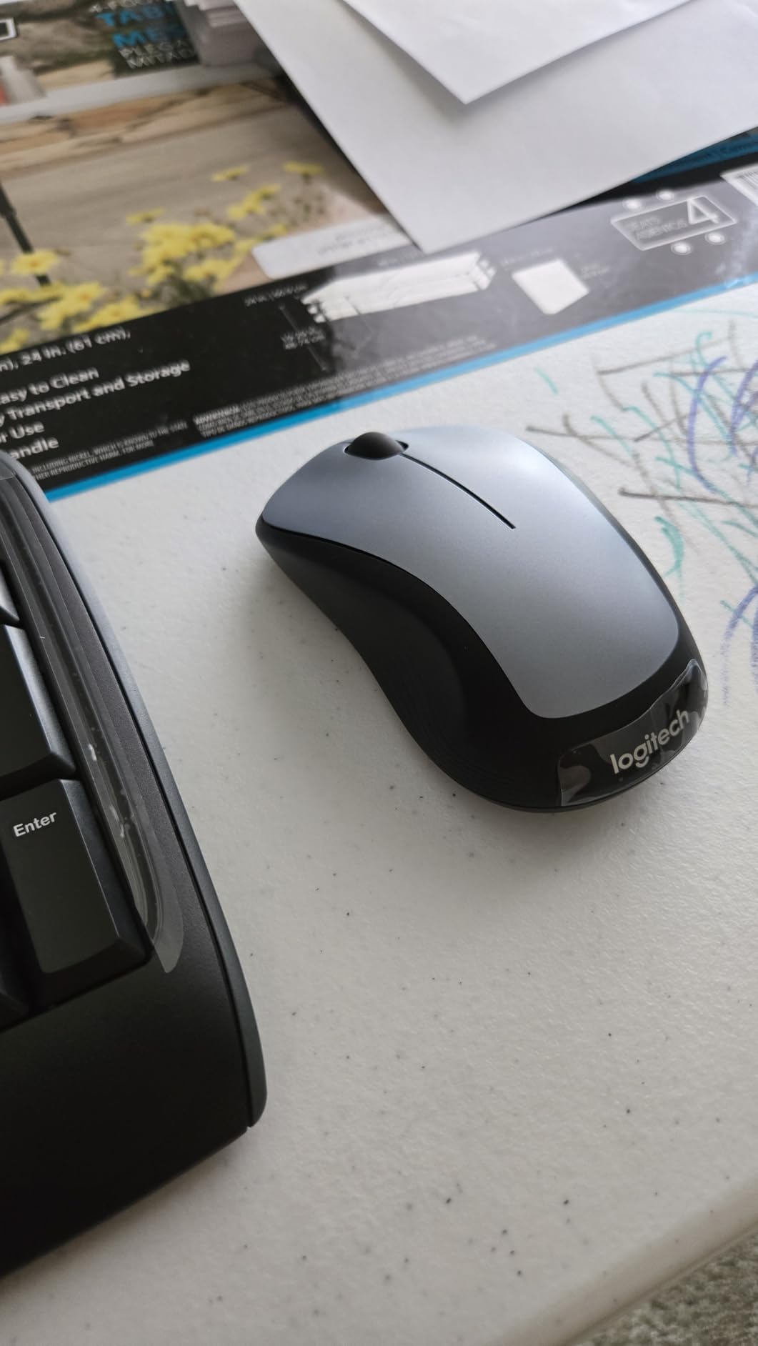 Logitech MK335 Full Size Quiet Wireless Keyboard Mouse Combo - Black/Silver | Full size low-profile quiet keyboard, full size ambidextrous contoured mouse with rubberized side grips, Windows ChromeOS customer photo 1