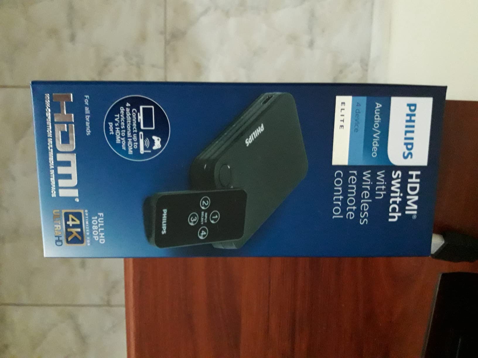 Philips 4 Device HDMI Switch, Wireless Remote, Use with 4K Smart TV Roku Xbox PS3 PS4 Fire Stick DVD Blu Ray Fire TV HDTV Cable Box PC, 4K 1080p 60 FPS, Ultra HD, HDCP 2.0 (SWV9484B/27) customer photo 1