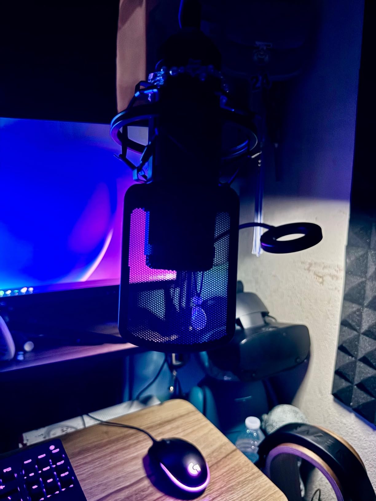 Pop Filter, [Upgraded Three Layers] Metal Mesh & Foam & Etamine Layer Microphone Windscreen Cover Handheld Mic Shield Mask, Microphone Accessories for Vocal Recording, YouTube Videos, Streaming customer photo 2