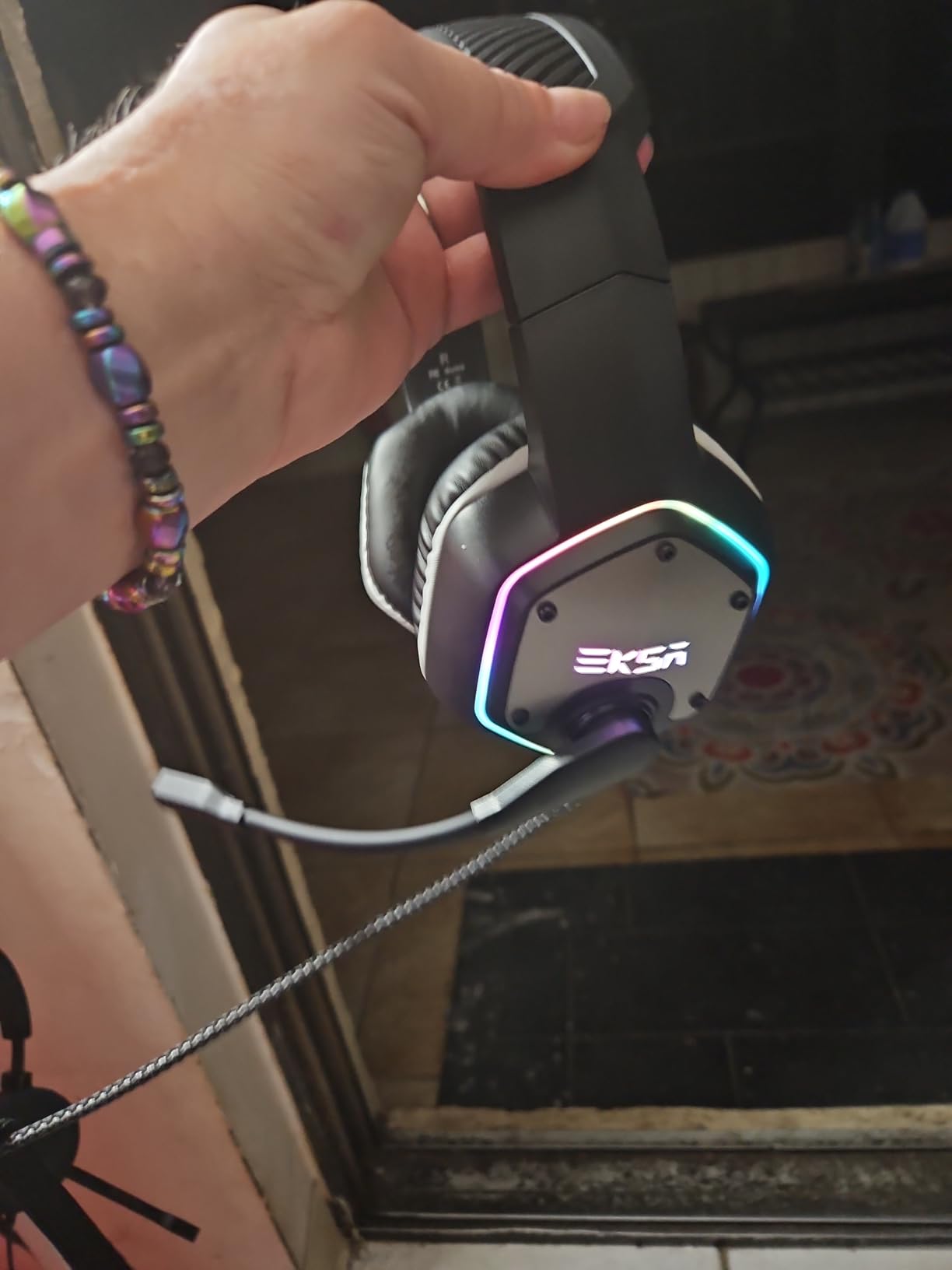 EKSA E1000 USB PC Gaming Headset with Mic, 7.1 Surround Sound | Computer Headphones with Microphone Noise Cancelling, RGB Light, Wired Headphones for PS4, PS5 Console, Laptop, Call Center customer photo 2