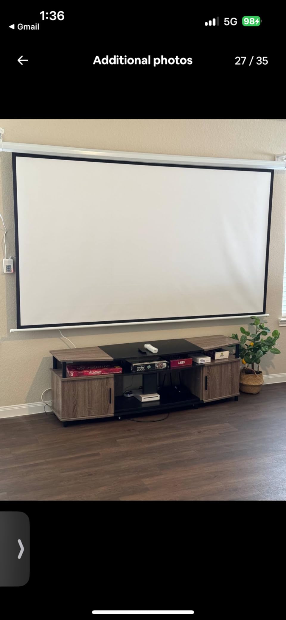 ZUEDA 100 Inch Motorized Projector Screen with Remote, 16:9 HD Electric Movie Screen, Wrinkle-Free Matte White Wall/Ceiling Mounted Projection Screen for 4K Home Theater, Office & School (White) customer photo 2