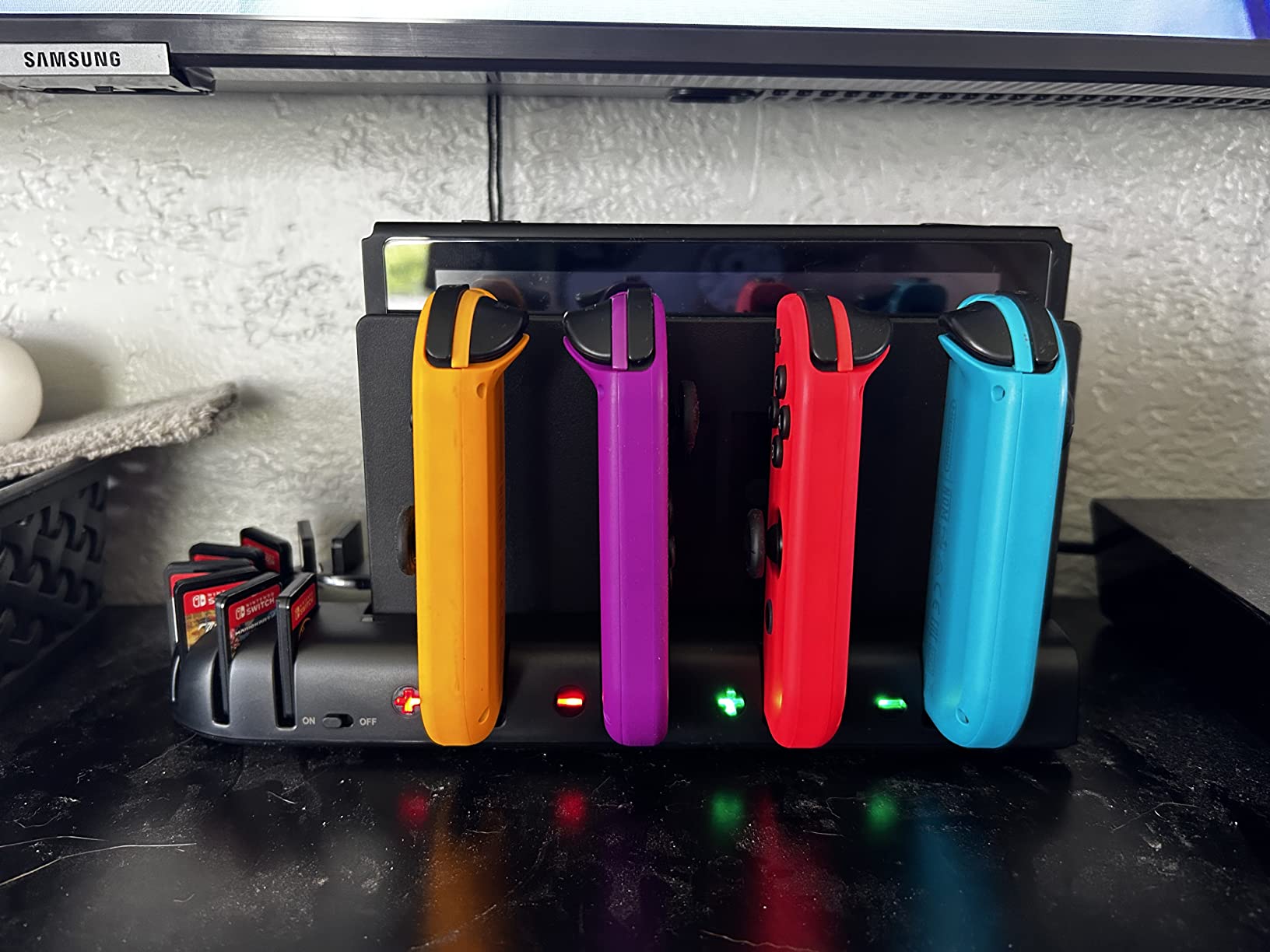 Switch Controller Charger Dock Station Compatible with Nintendo Switch Accessories & OLED Model Joycons, KDD Joycon Charging Dock Station with Upgraded 8 Game Storages, Game Accessories customer photo 1