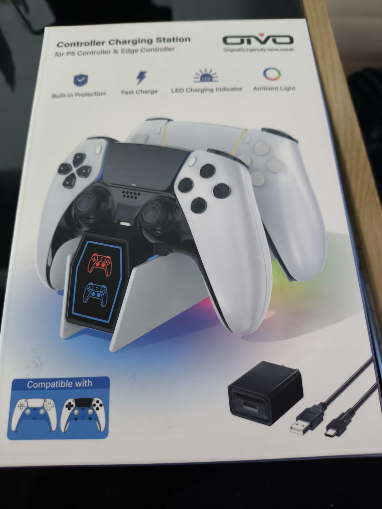 OIVO PS5 Controller Charger with Fast Charging AC Adapter, PS5 Controller Charging Station Stand for PlayStation 5 customer photo 1