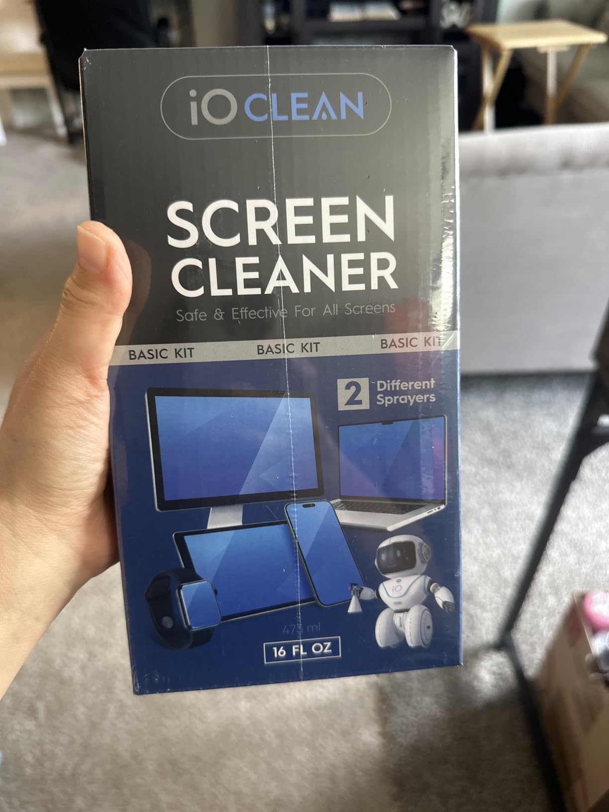 iO CLEAN Screen Cleaner Spray (16oz - 473ml) - Best Large Cleaning Kit | for LCD, LED & OLED TV, Smartphone, iPad, Laptop, Touchscreen, Computer Monitor, Microfiber Cloth Wipes & 2 Nozzles customer photo 1