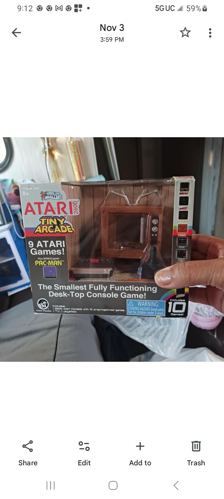 Tiny Arcade Atari 2600 Mini Console 3.5” Playable Retro TV & Controller with 10 Classic Games Including Pac-Man & Breakout -Portable Vintage Gaming System w/ Sound - Gift for Kids & Adults Ages 8+ customer photo 2