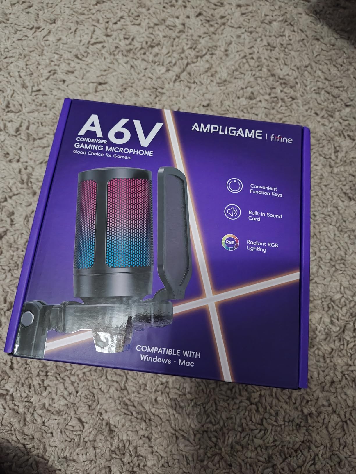 FIFINE AmpliGame A6V USB Gaming Microphone, Condenser RGB Mic for Streaming customer photo 2