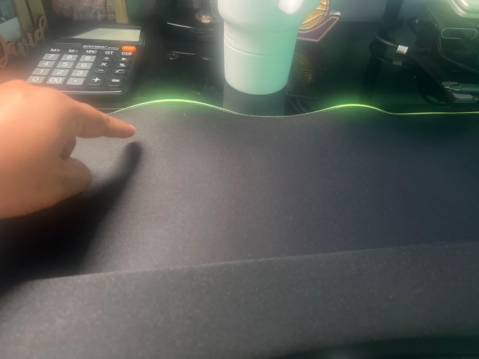 Gimars RGB Gaming Mouse Pad, 15W Wireless Charging Mousepad with 10 Light Modes, Large Mousepad with Premium Smooth Surface, Non-Slip Mouse Mat for Gaming, Desk, PC, Office, 31.5x11.8x0.16inch customer photo 1