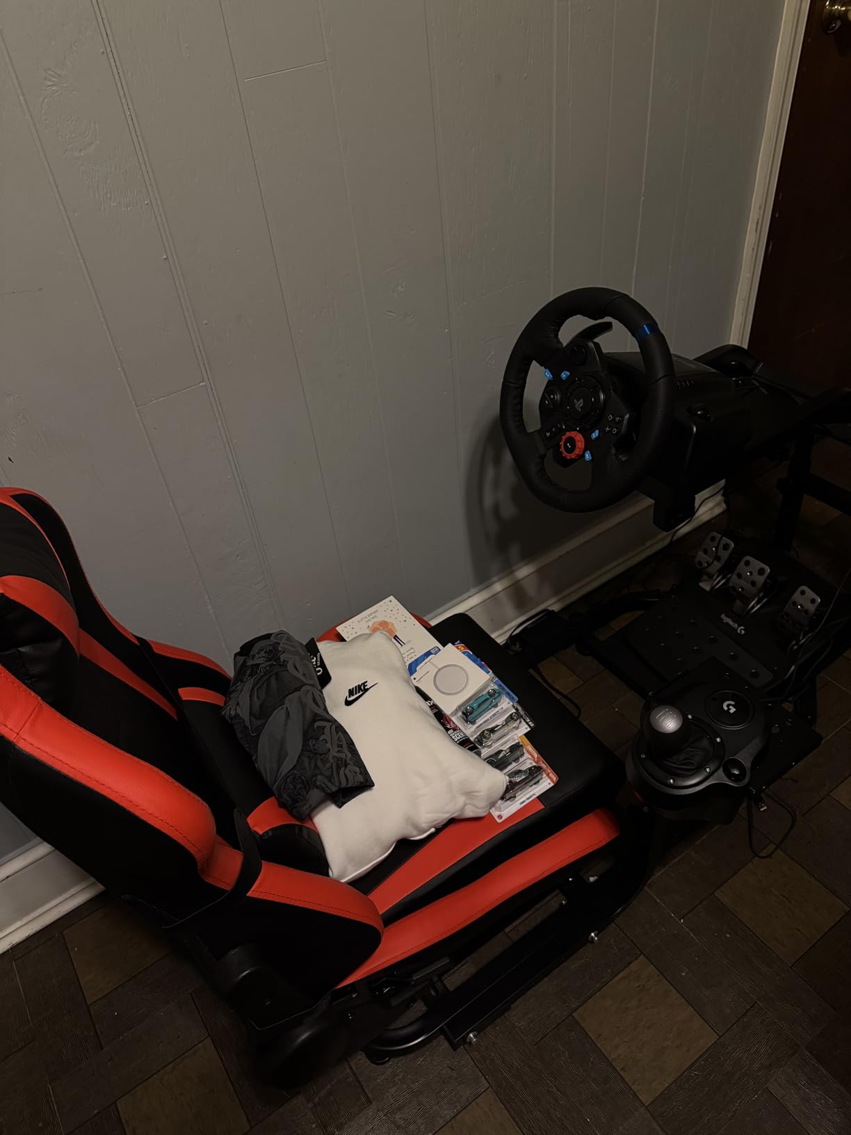Dardoo G29 Adjustable Gaming Sim Cockpit With Red Seat Fit for Logitech G920 G923, for Thrustmaster T300 Racing Steering Wheel Stand, Not Including Steering Wheel Pedal and Handbrake customer photo 1