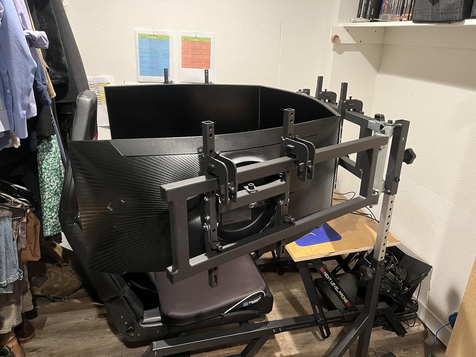 Triple Monitor Floor Stand GEN2 for Racing and Flight Simulators Model LD | for Monitors up to 100x100mm VESA Mount or 24, 27, 32, 34-39 (Triple Stand for Monitors, LD) customer photo 1