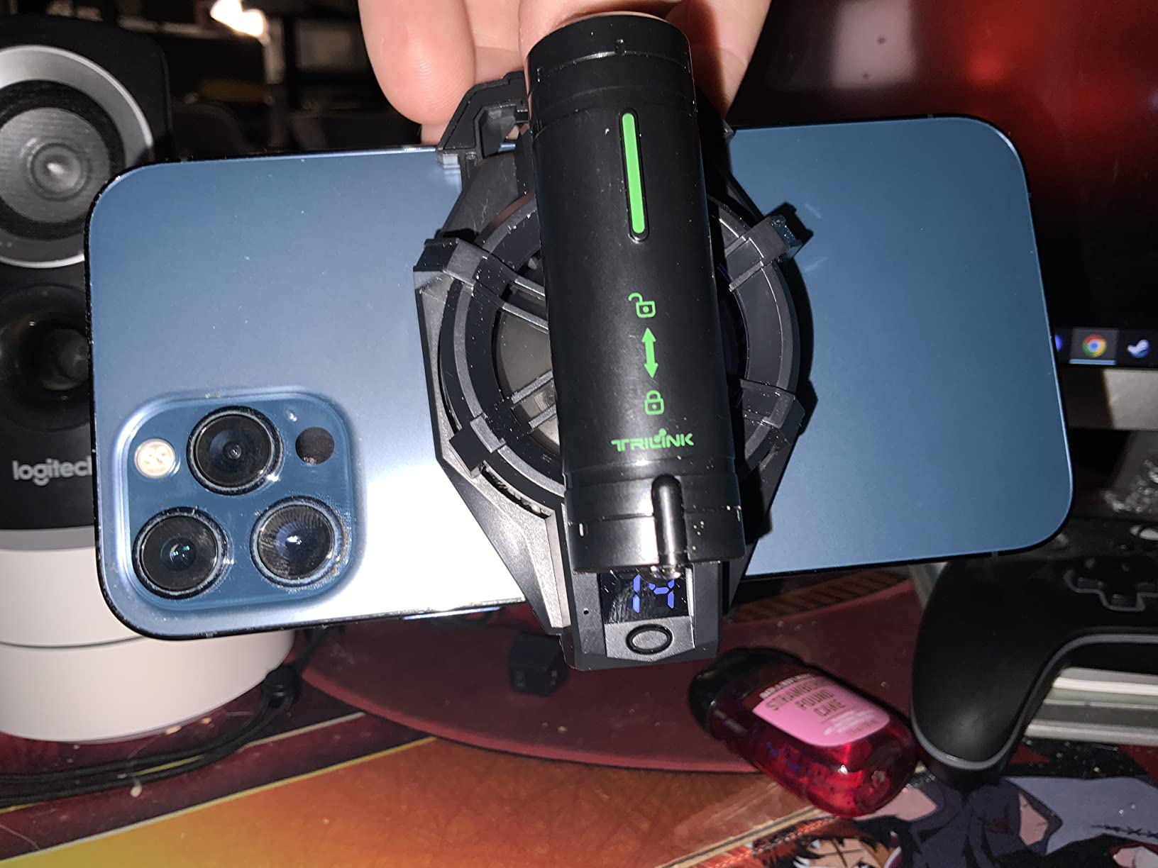 TRILINK Phone Cooler with Rechargeable Battery, Phone Cooling Fan for Gaming Fit All Types of iPhone Android Smartphones, Mobile Phone Radiator with LED Temperature Display/Universal Clamp/RGB LEDs customer photo 2