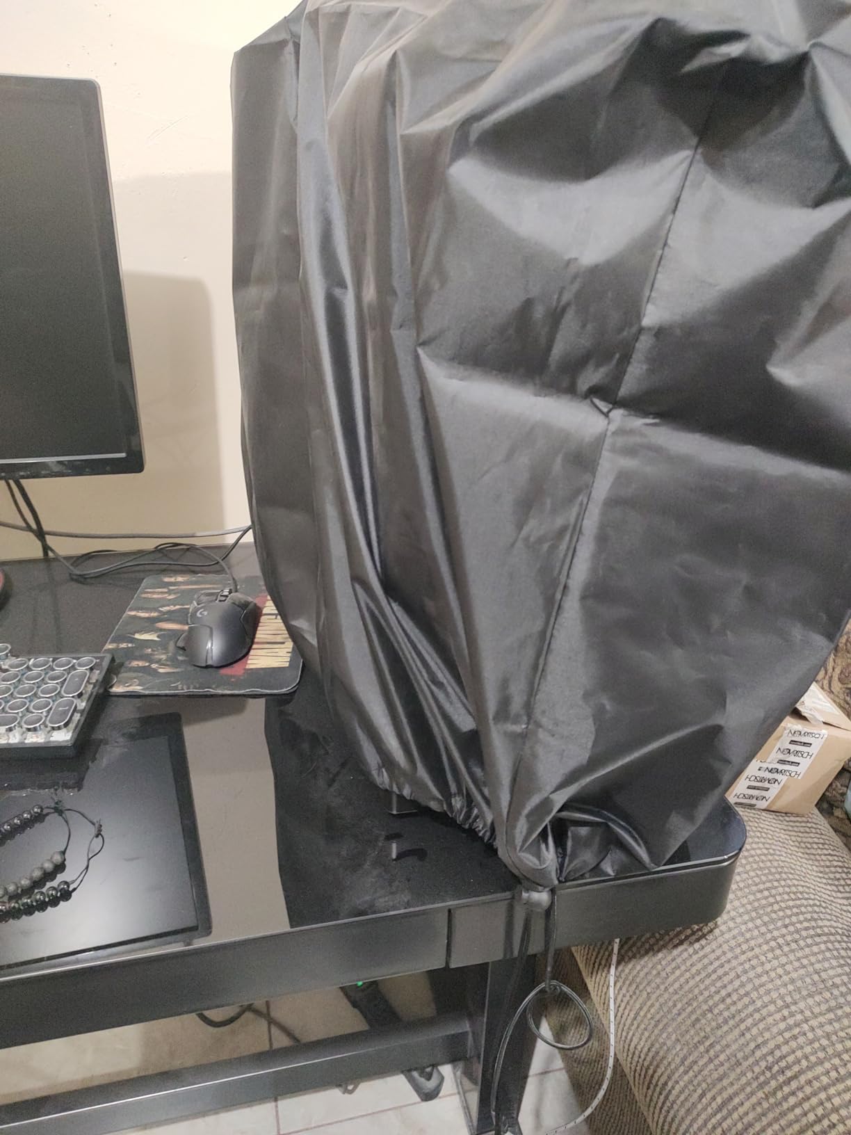 Large Size CPU Dust Cover, Gaming Computer Desktop PC Mid-Tower, Antistatic Waterproof Jacket Protector with Adjustable Elastic Cord (10W x27.5D x20H) customer photo 2