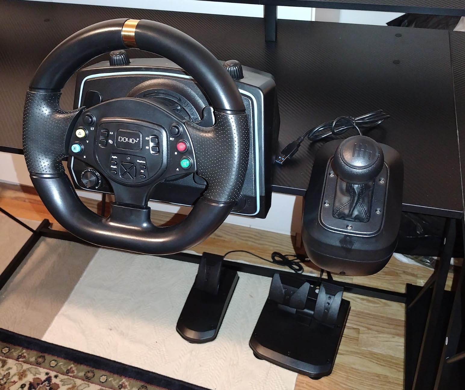 NBCP Racing Wheel with 6-Speed Shifter & Pedals -1080° Gaming Steering Wheel for PS4, Xbox & PC, Vibration Feedback, Clamp Mount, Plug & Play customer photo 2