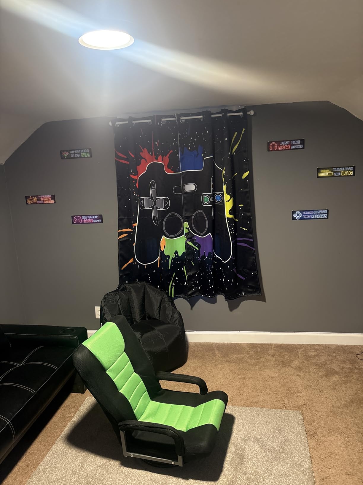 4 Pcs Printed Neon Gaming Posters, Teen Boys Room Decorations, gamer wall art Decor for bedroom Wooden customer photo 1