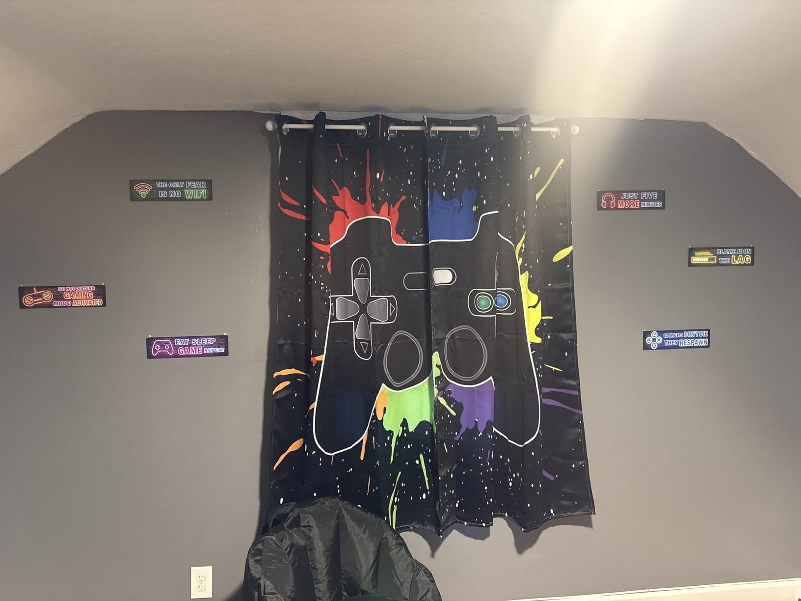 4 Pcs Printed Neon Gaming Posters, Teen Boys Room Decorations, gamer wall art Decor for bedroom Wooden customer photo 2
