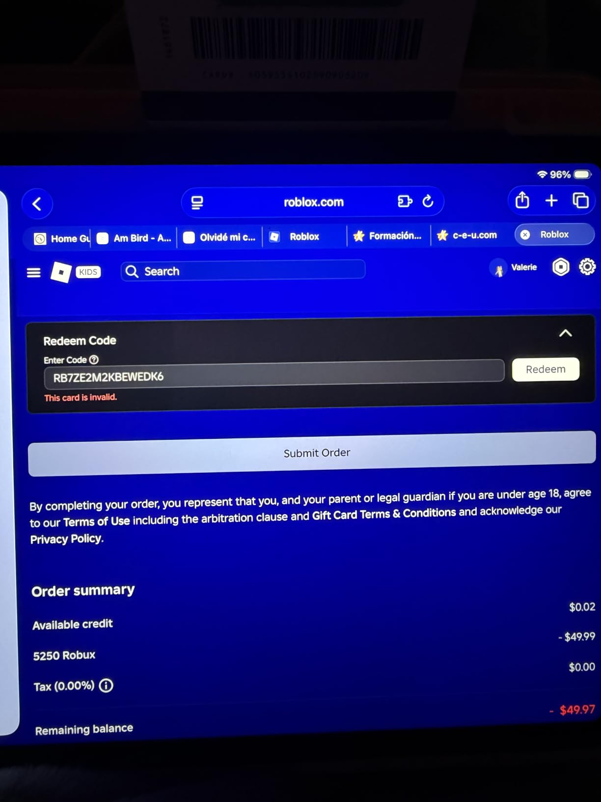 Roblox Physical Gift Card $50 [Includes Free Virtual Item] [Redeem Worldwide] customer photo 1