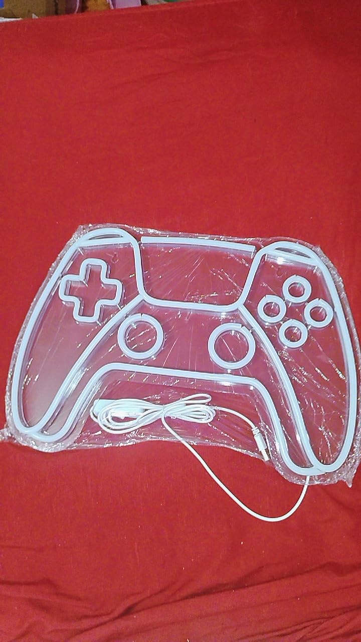 Gamer Neon Sign, Gamepad Shaped LED Neon Sign for Gamer Room Decor, Gaming Neon Sign for Boys Room Decor, Neon Gaming Sign for Gaming Wall Decor, USB Powered Gamer Gifts for Teens, Boys, Kids customer photo 1