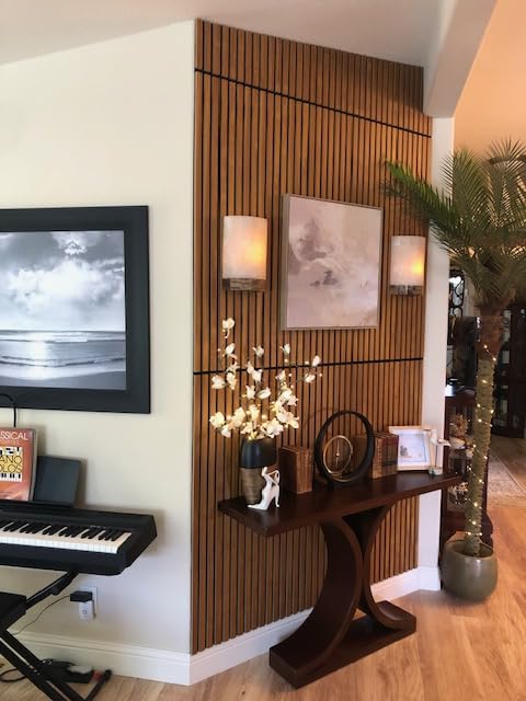 Art3d 2 Wood Slat Acoustic Panels for Wall and Ceiling - 3D Fluted Sound Absorbing Panel with Wood Finish - Walnut | Noise Control, Easy to DIY, Natural Texture, Sustainable Material, Ideal for Homeowners, Designers, for Living Room, Office customer photo 2