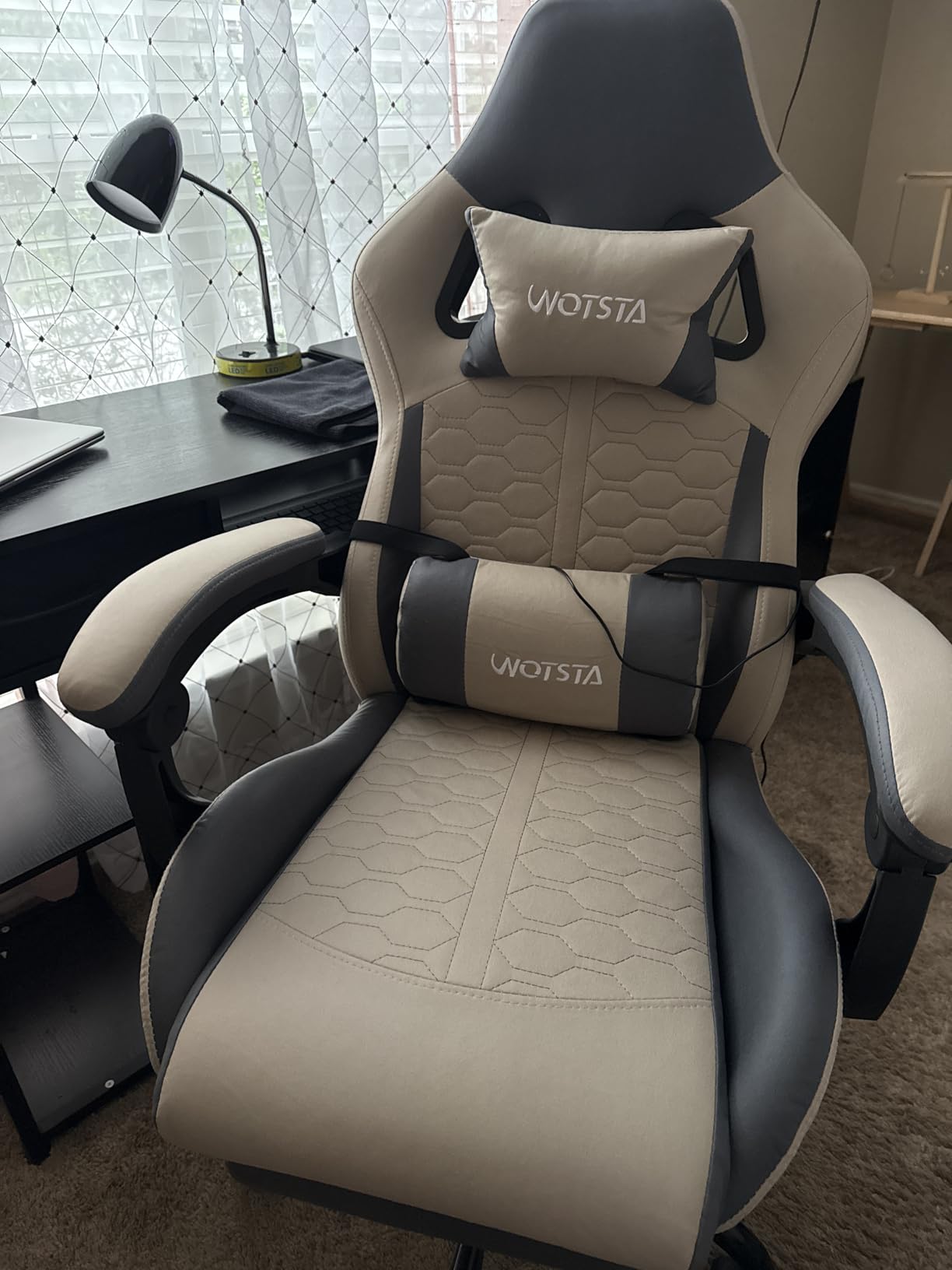 Gaming Chair with Massage,Ergonomic PC Gaming Chair with Footrest Comfortable Headrest and Lumbar Support, High Back, 300LBS (Grey) customer photo 1