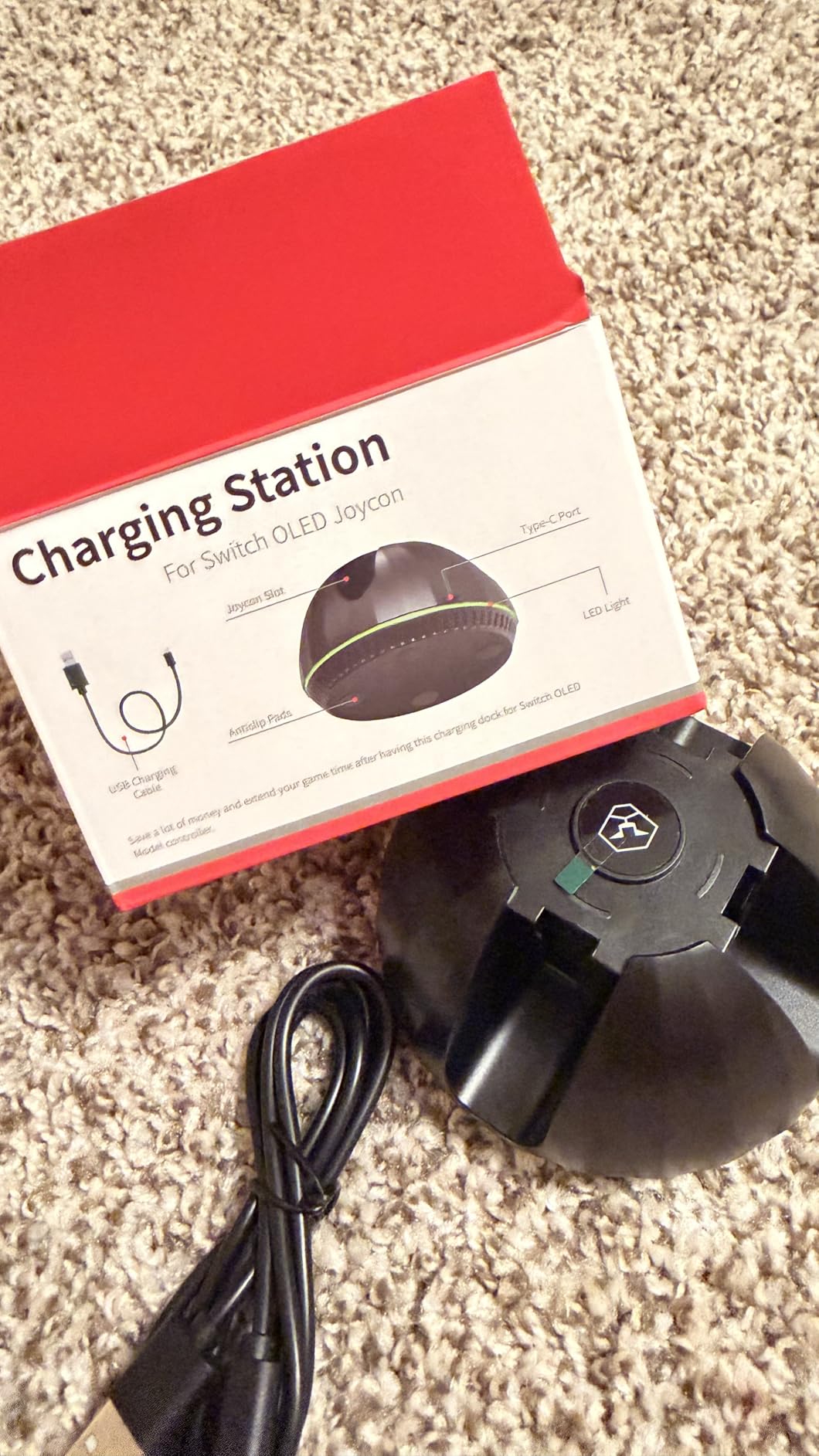 Switch Controller Charging Dock for Nintendo OLED Joycon, Charger Station with Switch 1 JoyCon, 4 in 1 Joycon Charging Dock for Joy Con with LED Indication and USB Type-C Charger Cable customer photo 2