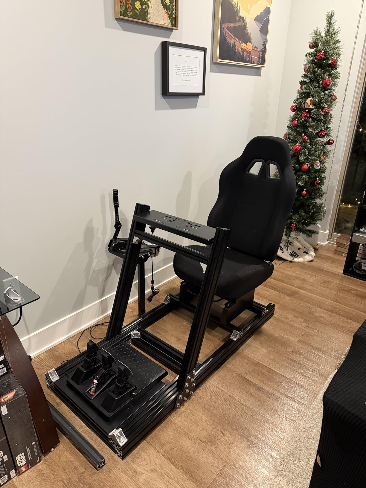 Marada 8040 Aluminum Profile Pro Racing Simulator Cockpit with Black Seat | Unlimited Adjustment, Fit for Thrustmaster/Fanatec/Logitech G29 GPro, Not Include Steering Wheel Pedals Handbrake customer photo 2