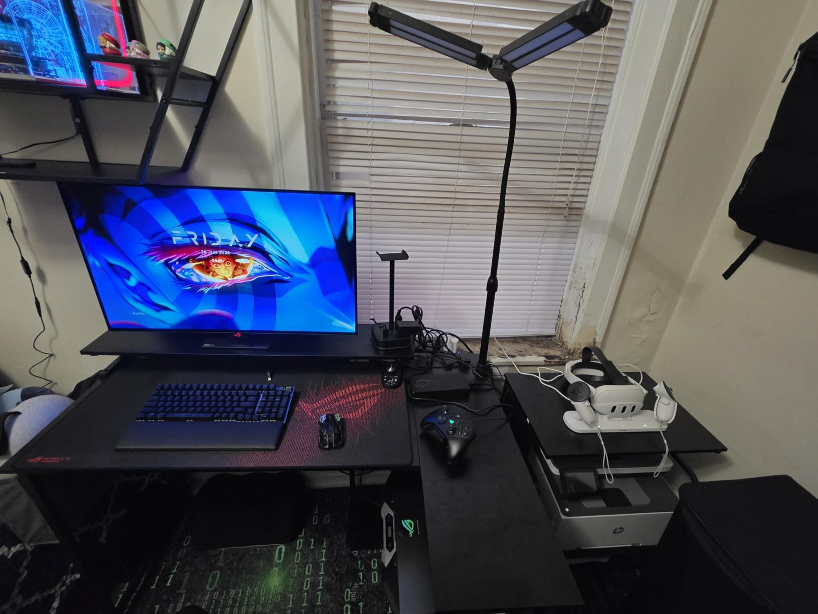 ODK 48 Inch L Shaped Gaming Desk with LED Lights, Power Outlets, Black customer photo 1