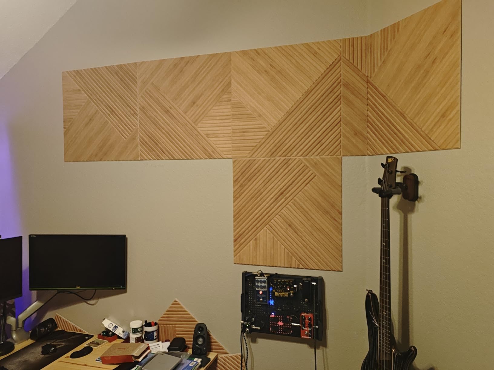 BUBOS 6-Pack Acoustic Panels, Wood Grain Sound Absorbing Panels, 23.6x23.6 customer photo 2