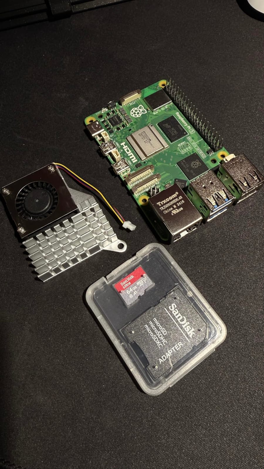 RasTech Raspberry Pi 5 8GB Kit 64GB Edition with Active Cooler,27W GaN 5.1V5A USB-C Power Supply,Pi5 8GB Board,64GB Card Readers Kit,Pi 5 Case,Dual 4K Micro HD Out Cables and User Manual customer photo 1