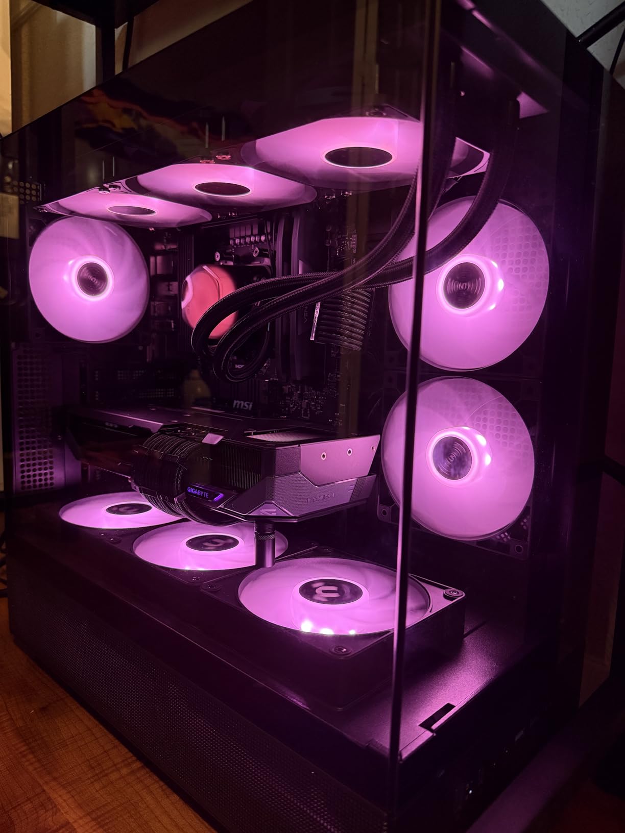 MONTECH XR Panoramic High Airflow ATX PC Case, 3 ARGB PWM Fans, Black | 420mm GPU Support, 360mm Radiator, Dual Tempered Glass, USB-C, Reverse Blade Fans, Magnetic Dust Filters customer photo 1