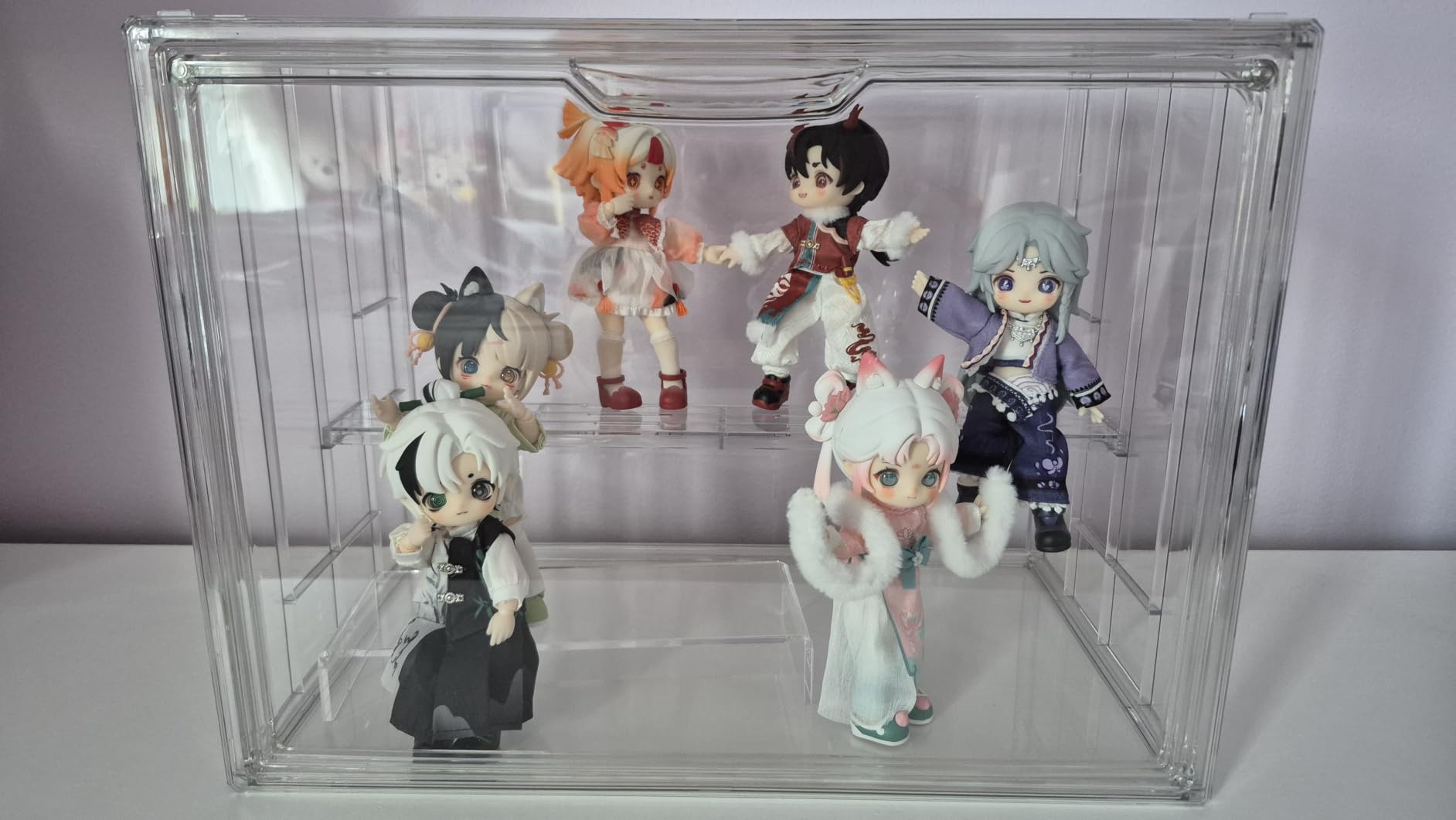 3 Layer Acrylic Display Case Stackable Clear Box for Collectibles,2 Pack | Removable Adjustable Partitions & Magnetic Door,Interlocking Stable Design,Dustproof Cover for Figurine Storage customer photo 2