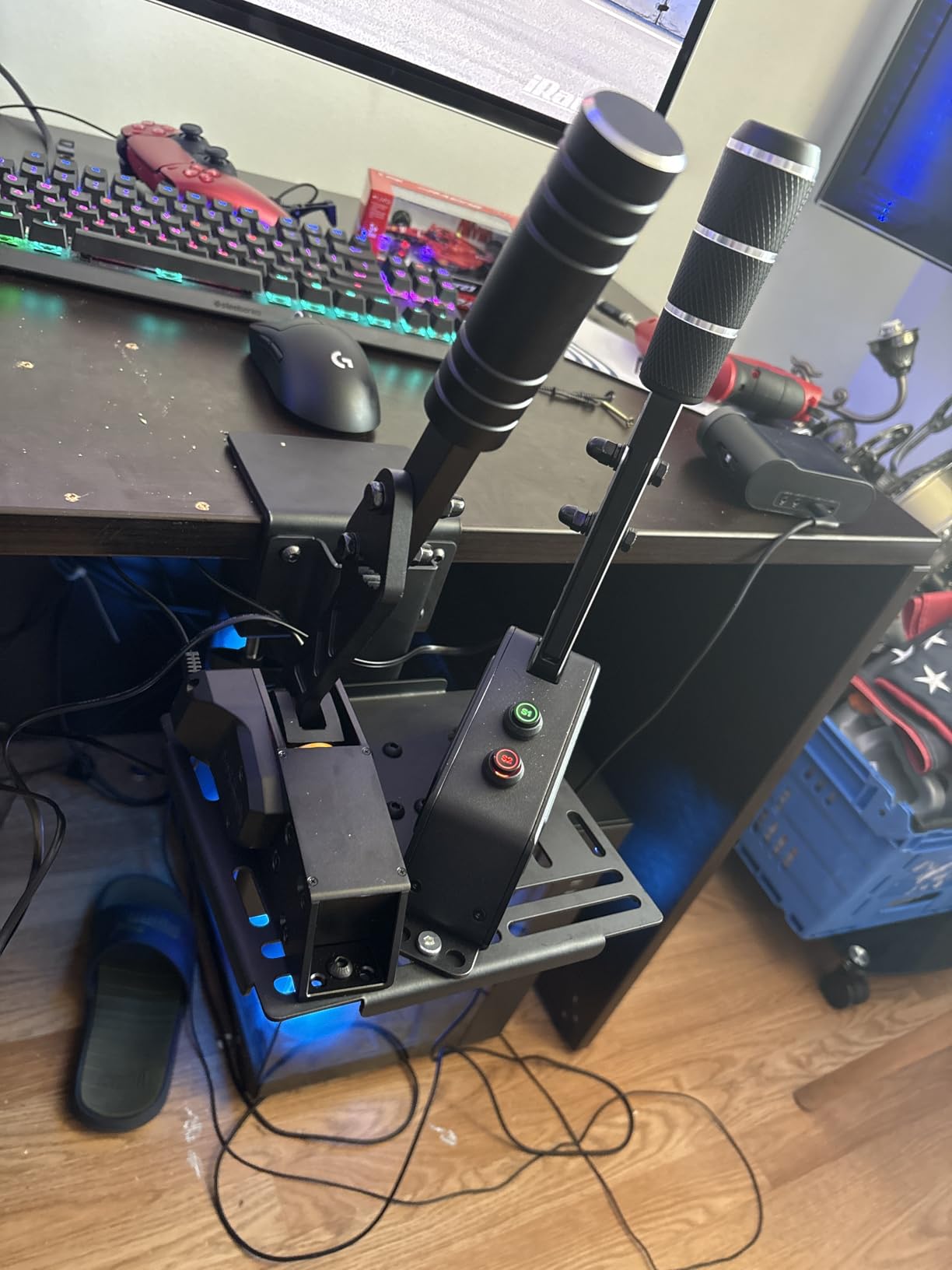 Racing Shifter Stand Handbrake Desk Mount for Racing Sim Shifter Handbrake Compatible with Logitech G Driving Force, Thrustmaster TH8A, TSSH customer photo 2