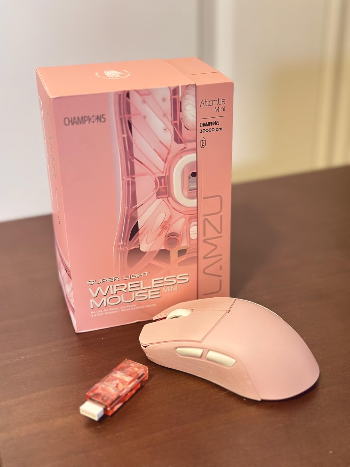 Lamzu Atlantis Mini Champion Edition Wireless Gaming Mouse, Ultra Lightweight 51g, Optical Switch, 30000 DPI, Symmetrical, MCU Nordic 52840, Dust-Proof Encoder, PAW3950 Sensor, 8K Compatible customer photo 2