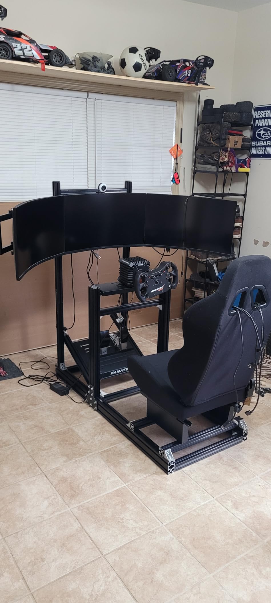 Anman 8040 Aluminum Profile Cockpit with Triple Monitor Mount Black Seat | Simulator Cockpit Fit for Logitech, for Thrustmaster, for Fanatec Direct Drive Steering Wheel, Multi Adjustable Universal customer photo 2