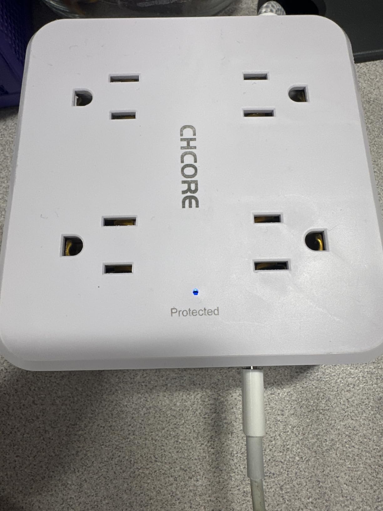 Surge Protector Power Strip - CHCORE 5Ft Braided Extension Cord with 8 Outlets with 4 USB (2 USB C) Charging Ports, Flat Plug Multi Plug Outlet Extender Charging Station for Home Office, ETL, White customer photo 1
