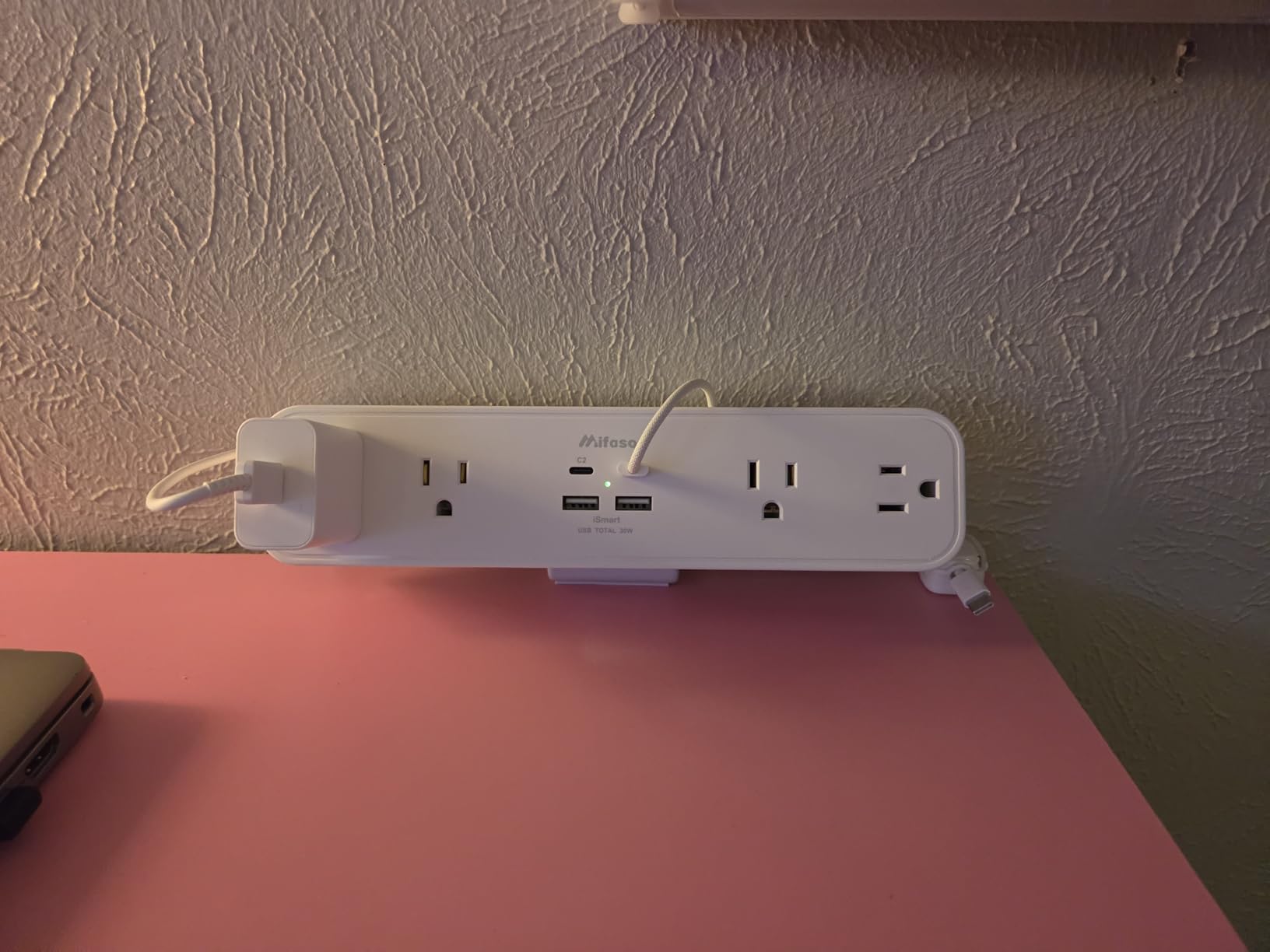 Mifaso PD30W Desk Clamp Power Strip, Surge Protector, Fast Charging Station | 4 Outlets, 4 USB (2 USB C), 5FT Extension Cord, Desk Organizer Gaming Accessories Office Essentials customer photo 1