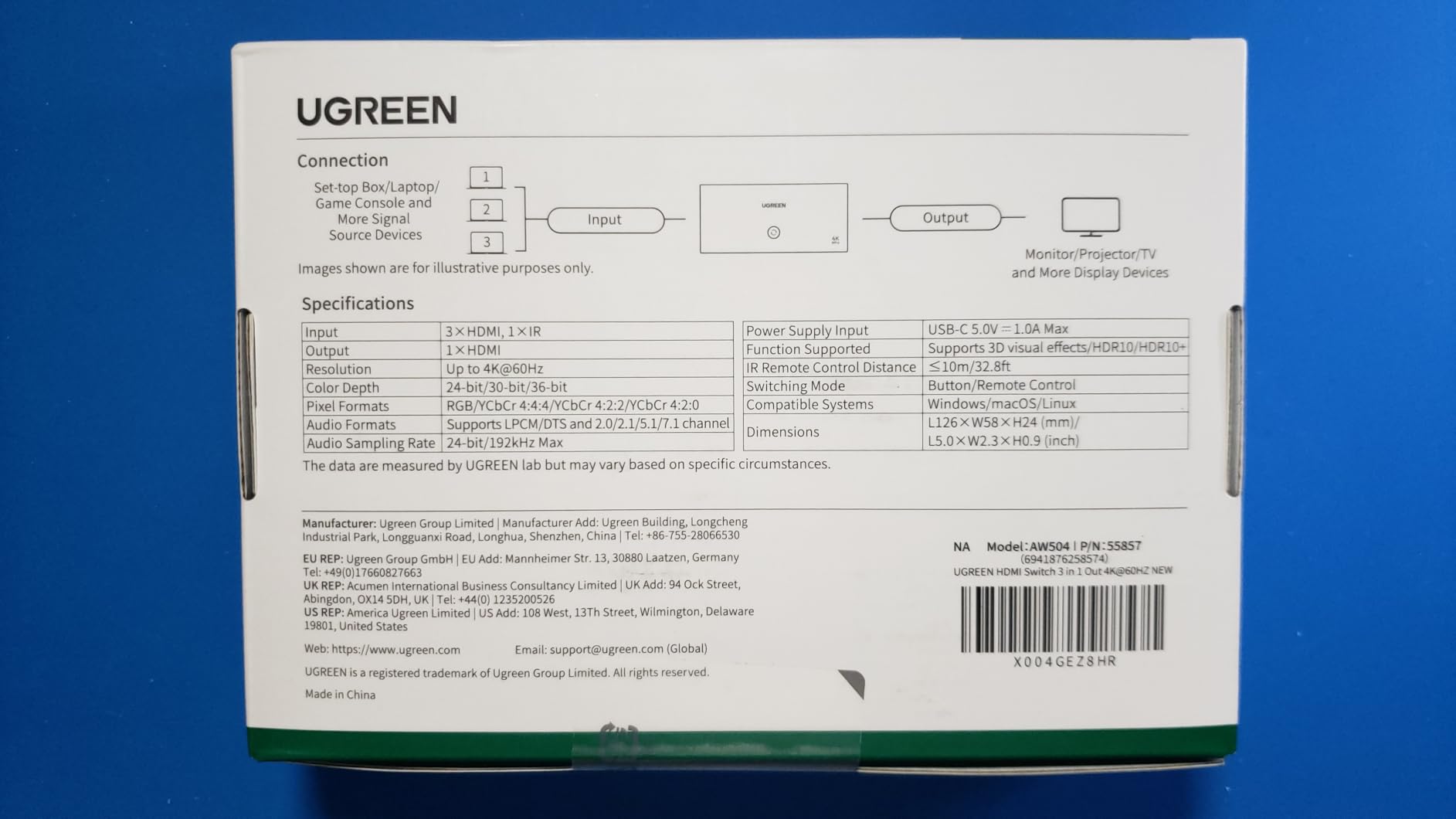 UGREEN HDMI Switch 3 in 1 Out, 4K@60Hz, with Remote, HDR10+, 3D, Dolby | CEC, HDCP2.2, HDMI Splitter, Compatible with Switch 2, PS5/4, Laptop Xbox Roku TV Fire Stick Blu-Ray Player Monitor Projector customer photo 2