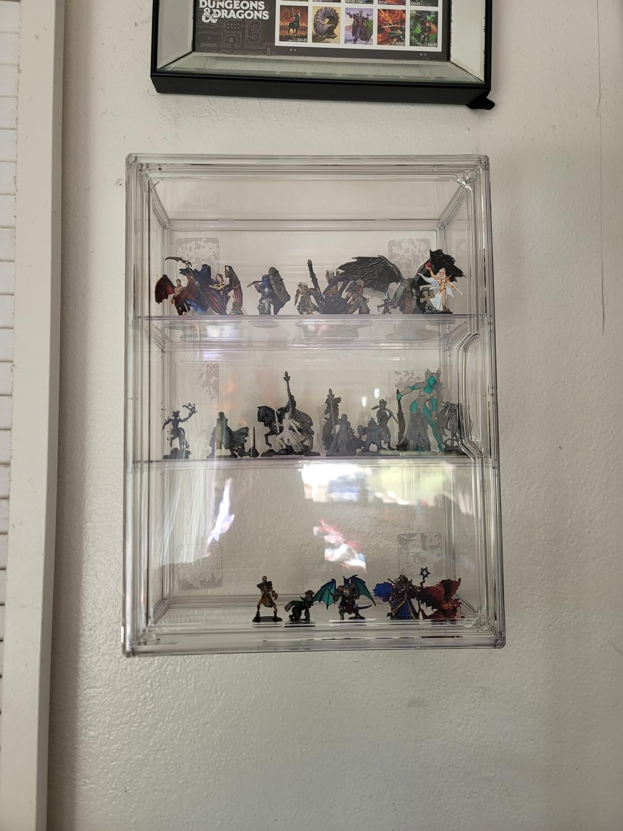 LXLXXL Acrylic Display Case 3 Tier Wall-Mounted for Collectibles, 1 Pack | Dual-use Tabletop & Wall Mount with Adhesive Buckles, Magnetic Door, 2 Removable Partitions, Tool-Free Assembly for Collectibles customer photo 1