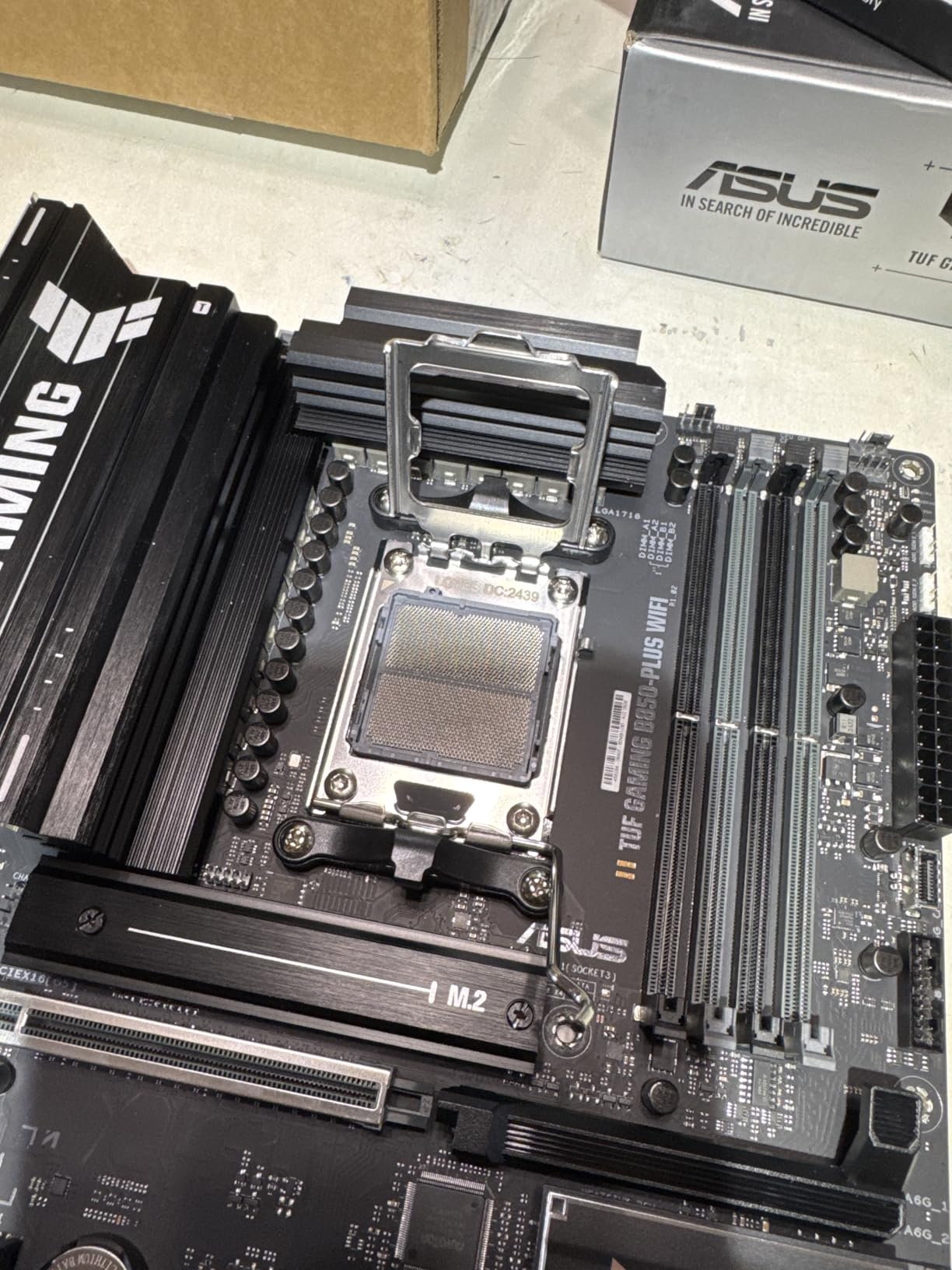 ASUS TUF Gaming B850-PLUS WiFi AMD AM5 B850 ATX Motherboard, 14+2+1 80A Stages, AI Ready, DDR5, PCIe 5.0, 3X M.2, Wi-Fi 7, 2.5Gb LAN, DisplayPort, HDMI, USB 10Gbps & 20Gbps Type-C, BIOS Flashback customer photo 1