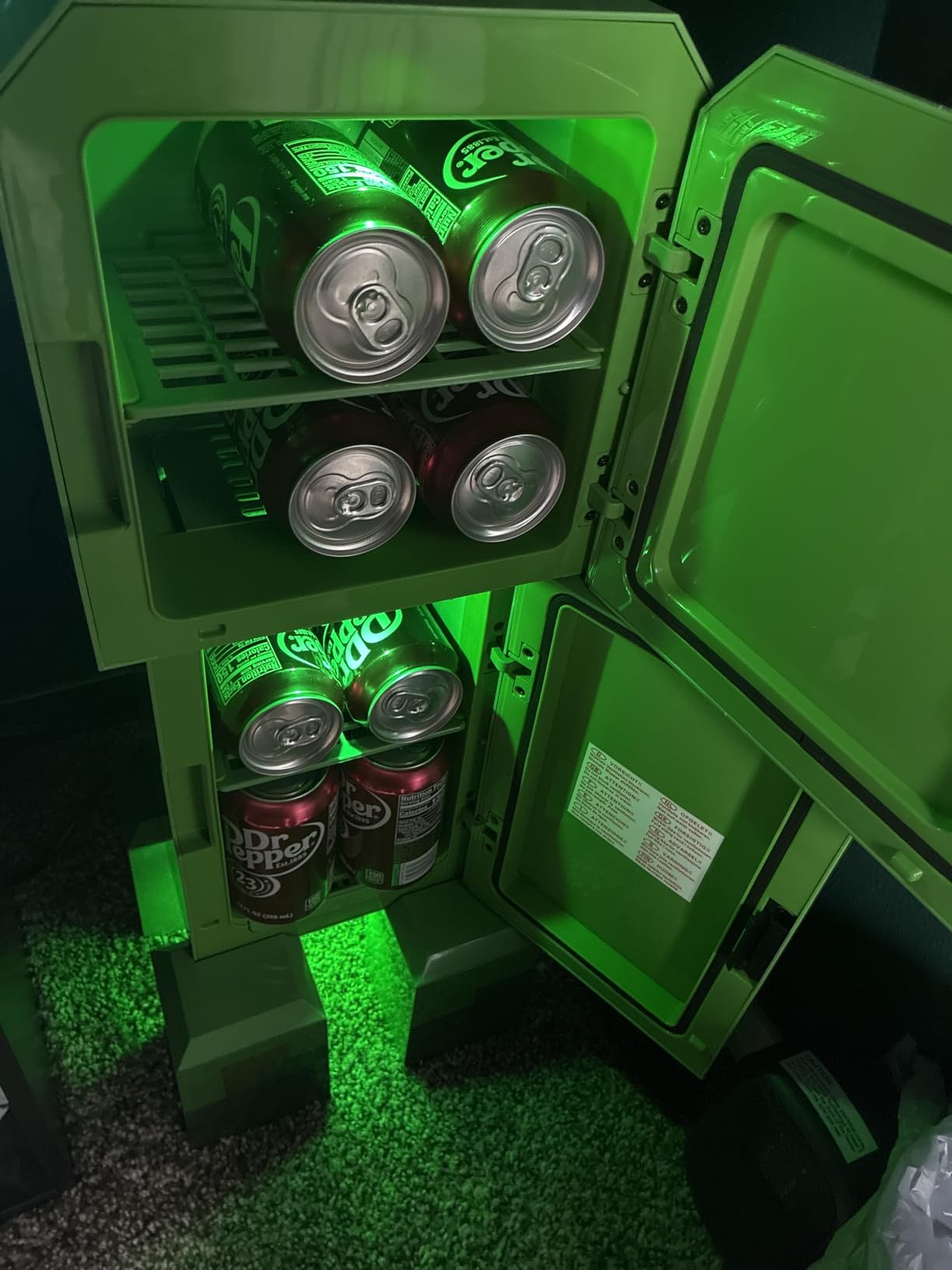 Minecraft Legends Creeper Mini Fridge - 12 Can 8L Portable Cooler with LED Lights, AC/DC Power & Removable Shelves for Gaming Rooms, Dorms & Offices customer photo 2