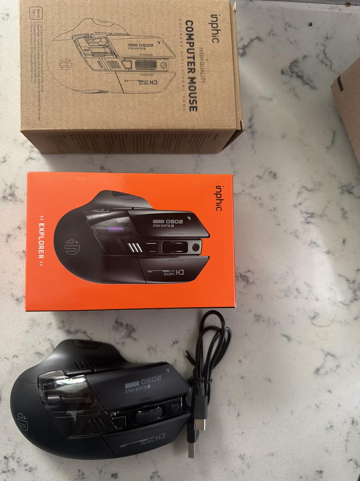 INPHIC A9 V2 Explorer Wireless Gaming Mouse, 12800 DPI Silent Mouse | Tri-Mode 2.4G/Type-C Wired/Bluetooth Rechargeable Computer Mouse RGB Light, Visible Battery Indicator, for Laptop/PC/Computer customer photo 2
