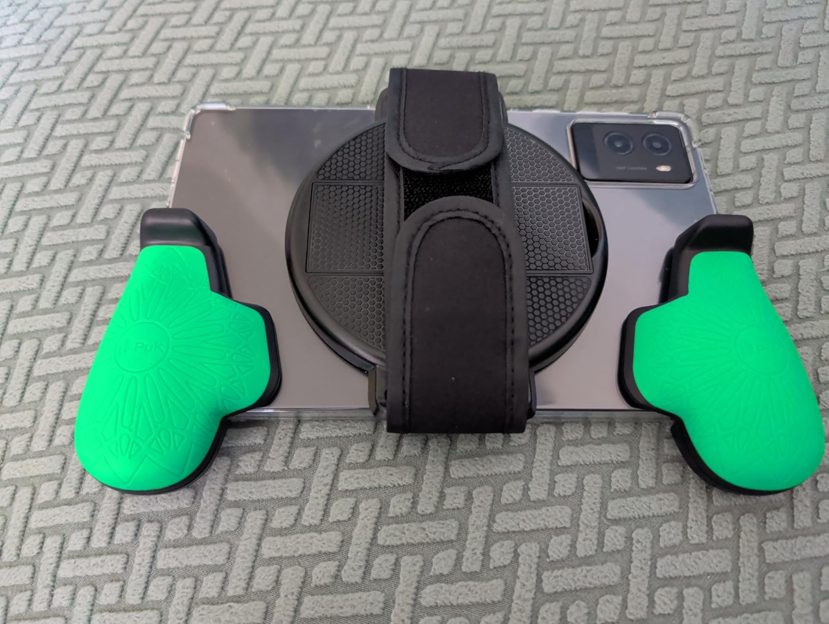 PUK Phone Gaming Grip, Black & Green Ergonomic Mobile Game Handle with Adhesive Pads, Mobile Game Controller Grip to Reduce Hand Fatigue, Android Phone Gaming Accessories customer photo 2