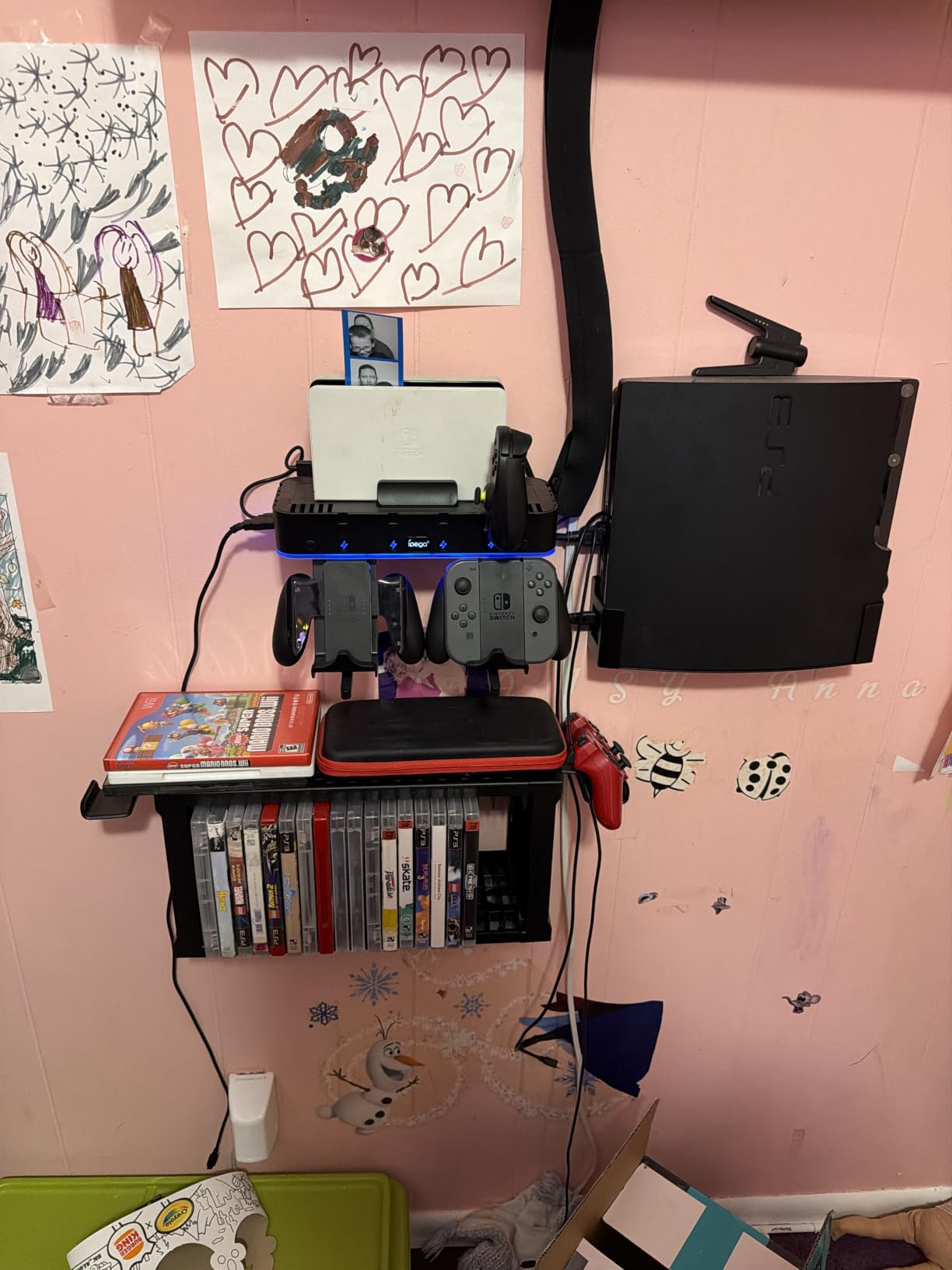 Video Game Disc Rack Tower Storage Holder Stand Universal for PS5/PS4/XBOX One/Series/NS Game, Game Organizer Shelf Display Stand for Wall Mount/Desk/Floor with Controller Holder customer photo 2