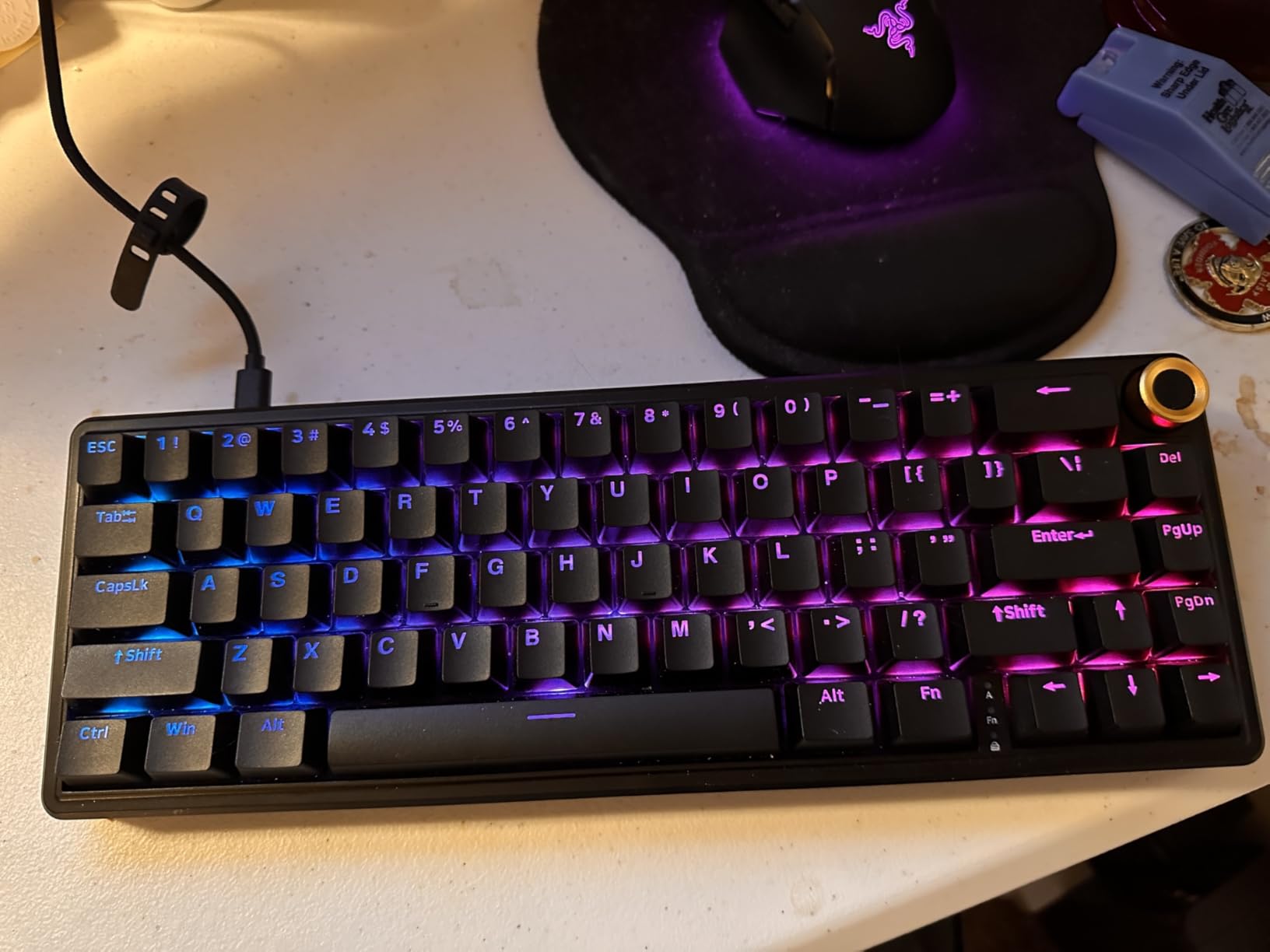 DIERYA DK68E 60% Mechanical Gaming Keyboard, Hot Swappable, Pre-Lubed Linear Switches, Gasket Mount, 5-Layer Dampening Foam, Programmable, Volume Knob, RGB Backlit, 68 Keys, Wired, Black customer photo 1