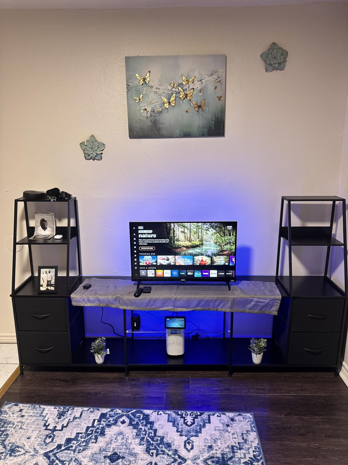 Casaottima LED TV Stand for 50-65 Inch TVs with Power Outlets & RGB Lights, Gaming Entertainment Center with 4 Drawers & Storage, Media Console Supports Up to 75/85/95 Inch Wall-Mounted TVs, Black customer photo 2