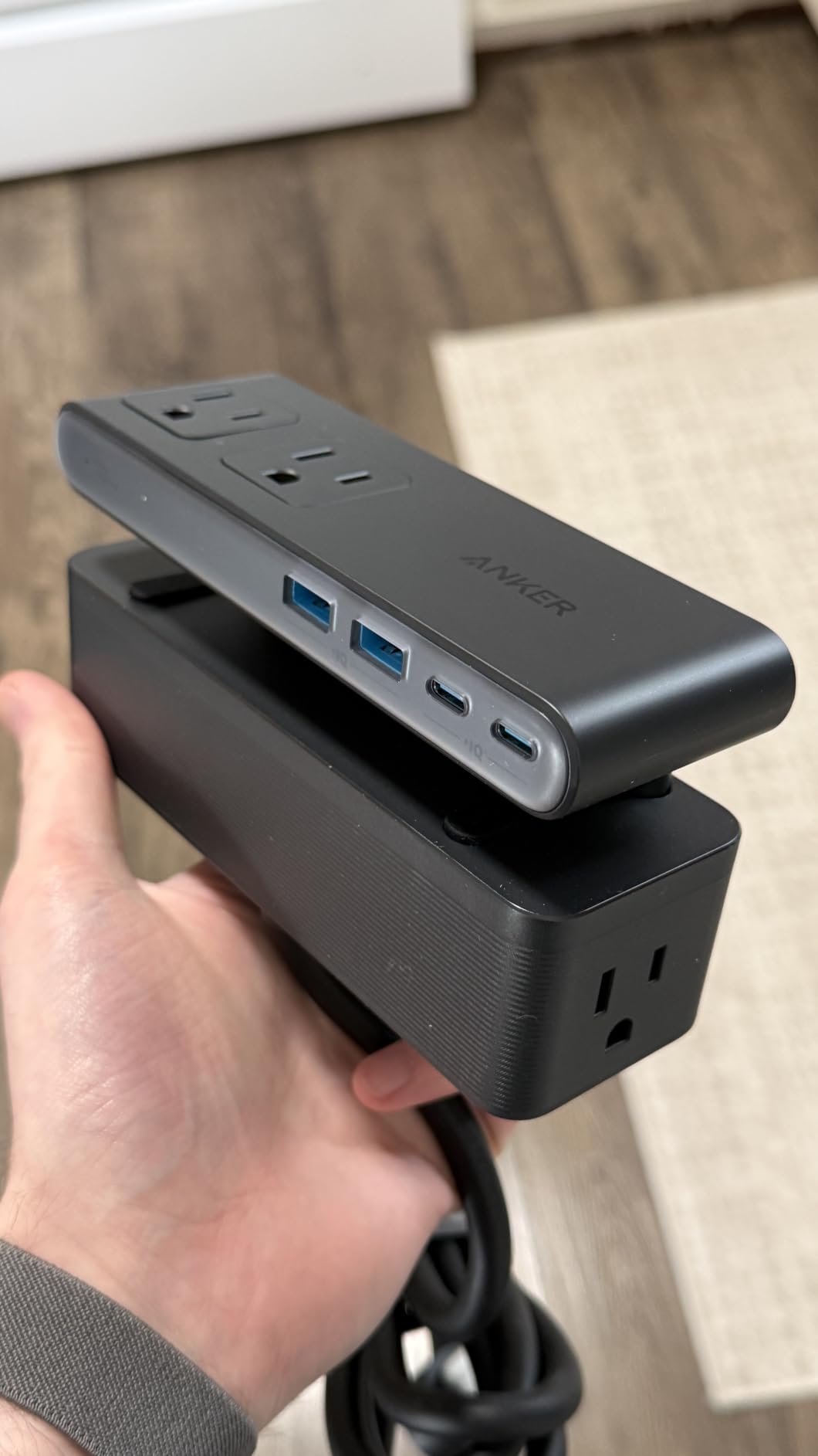Anker Nano Power Strip, Desk Clamp, 70W Max, 1500J Surge Protector, 2 USB C | 6AC 5ft Extension Cord, Outlet Extender Desk Organizer Gaming Accessories Home Office Essentials, Fit 0.6~1.8'' Tabletop Edge customer photo 2