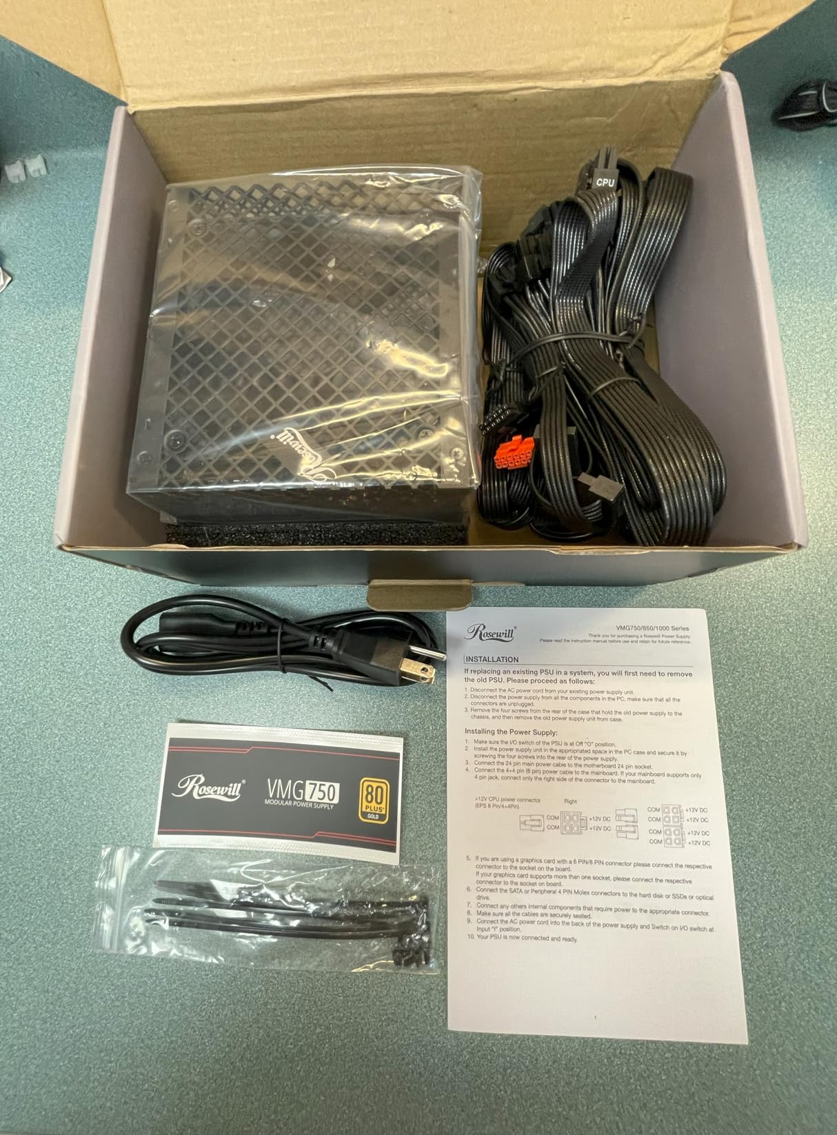 Rosewill VMG 750W 80+ Gold, ATX 3.0 & 3.1 Compatible, Full Modular Low-Noise Power Supply, PCIe 5.1 12V-2x6 Connector, 100% Japanese Electrolytic Capacitor, 120mm FDB Silent Fan - 5 Year Warranty customer photo 1