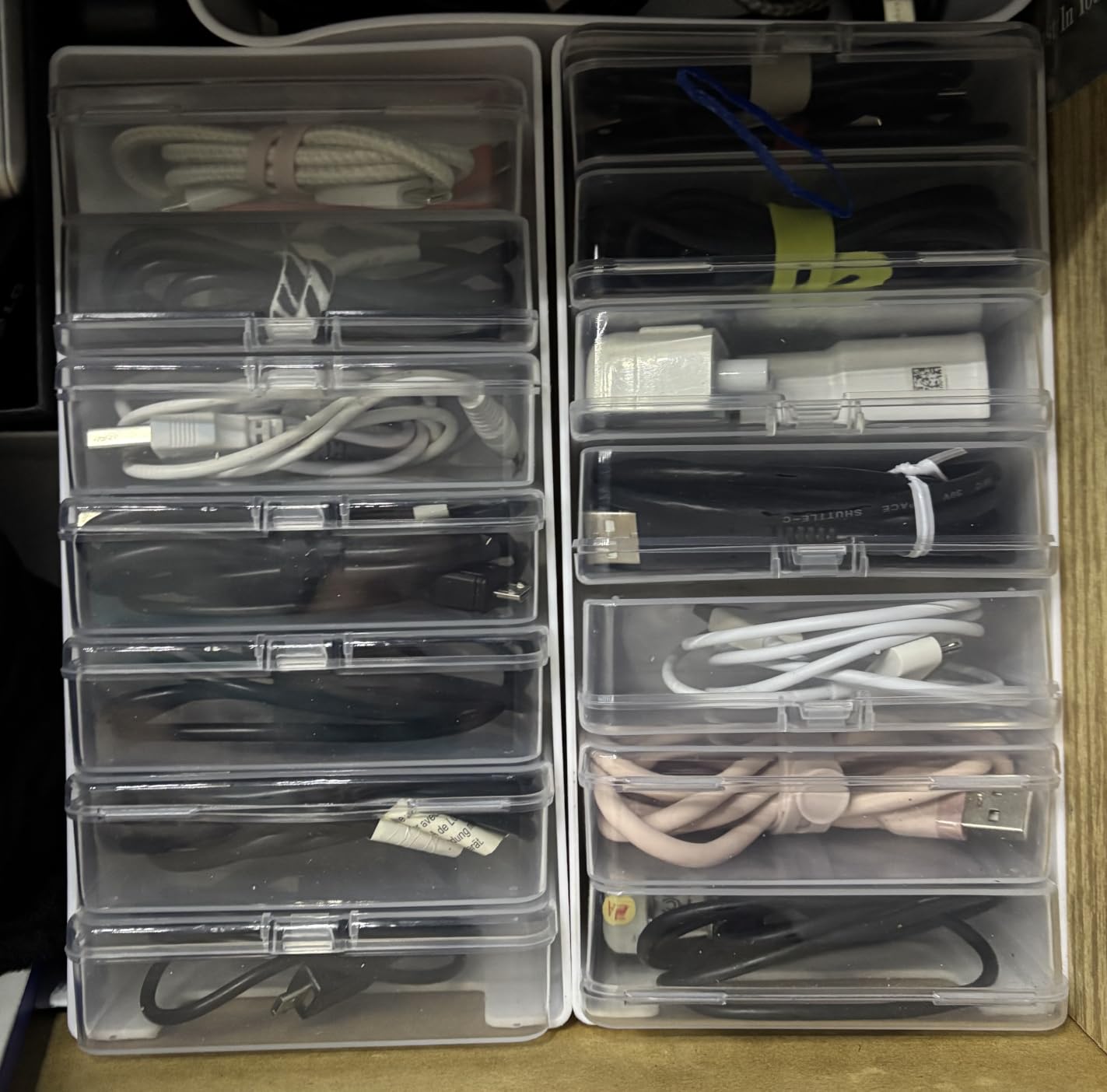 RayHenry 2 PCS Cable Organizer Box with 7 Clear Switch Case, Desktop Charger Cord Storage Organizer Box for Home Office Desk Accessories Wire Organization Stationery Supplies (White) customer photo 2