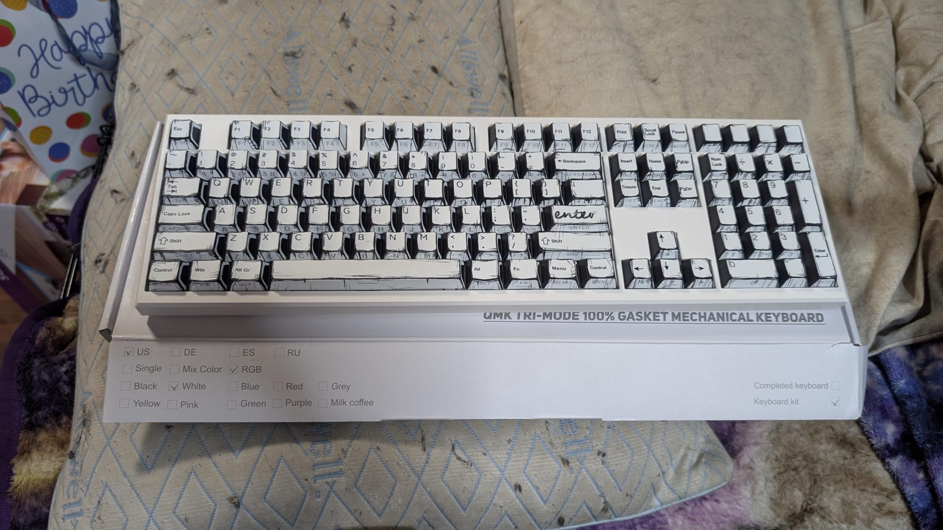 FunHub Retro PBT Keycaps - White 137 Keycaps Set for Full Size Mechanical Keyboard (Typing,Gaming or Anime Themed),Shine Through Side Printed Backlit Key Caps (Cherry,Doubleshot,MX,100% 75% 65% 60%) customer photo 2