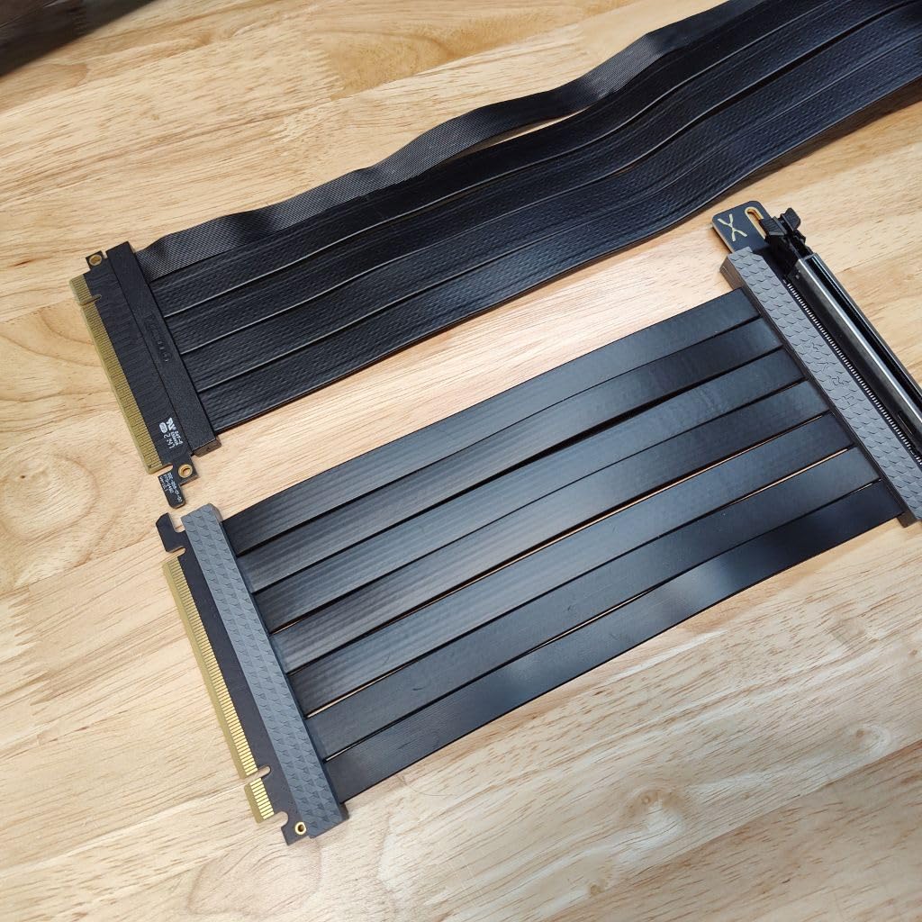 TRYX String PCIE 5.0 Riser Cable Vertical GPU Mount RTX 5090/5080 9070XT | 200mm, 16-Pin, 128GB/s, Gold-Plated Connector, Near-Zero Signal Loss, EMI Shield, White customer photo 1