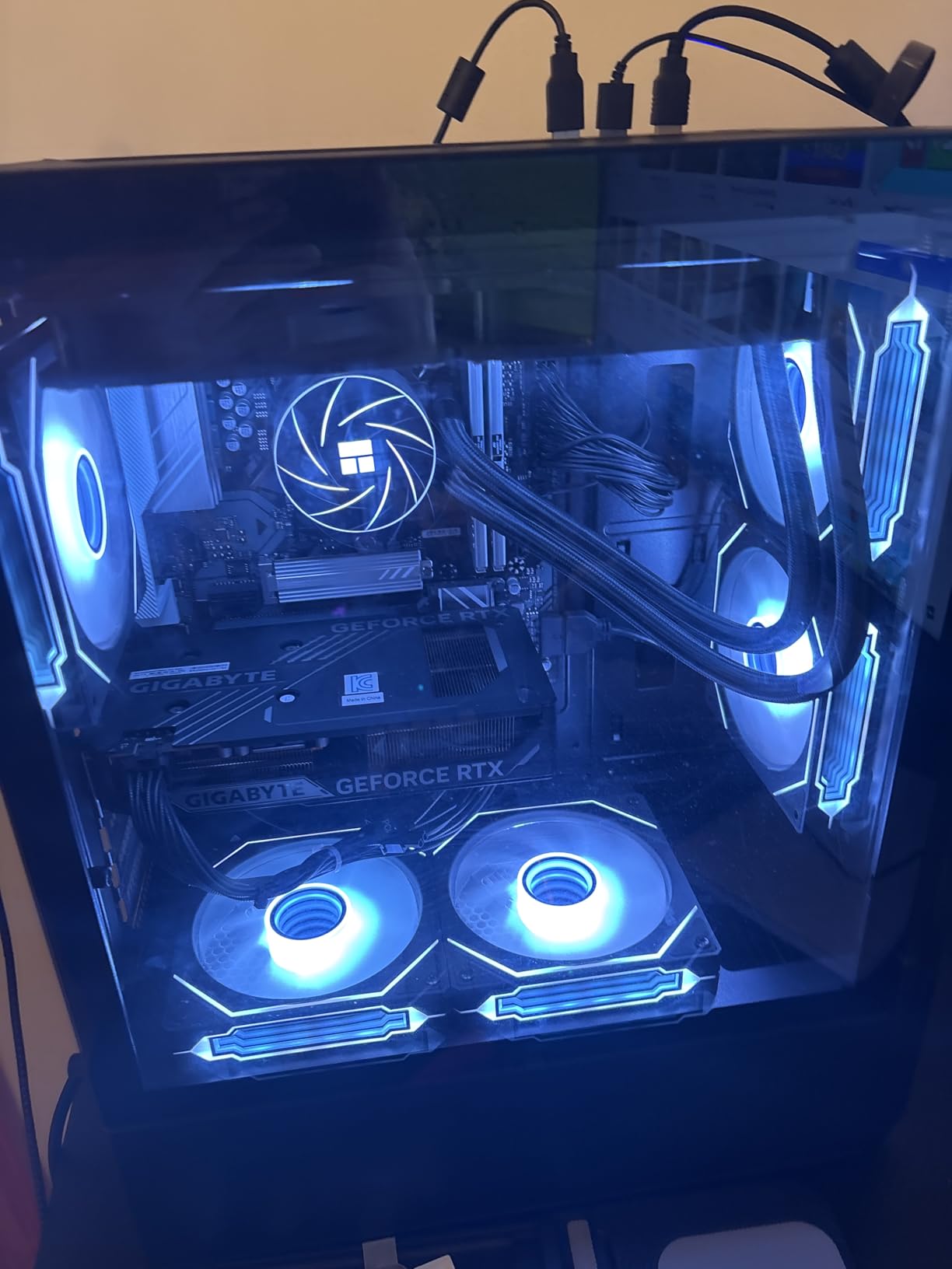 Prebuilt Gaming Desktop PC, AMD Ryzen 5 5500, GeForce RTX 3050 6GB,16GB DDR4 3200MHz RAM, 1TB NVMe SSD, ARGB Air Cooling, Wi-Fi,Tower Computer for Gaming, Streaming, Editing customer photo 1