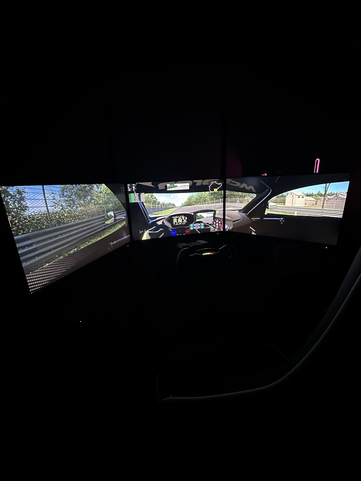 Marada Sim Racing Triple Monitor Stand with Wheels for 27-32 inch Displays | for Racing Flight Simulator Cockpit Rig, Tilt Rolling Triple TV Stand on Wheels, Portable and Height Adjustable customer photo 1